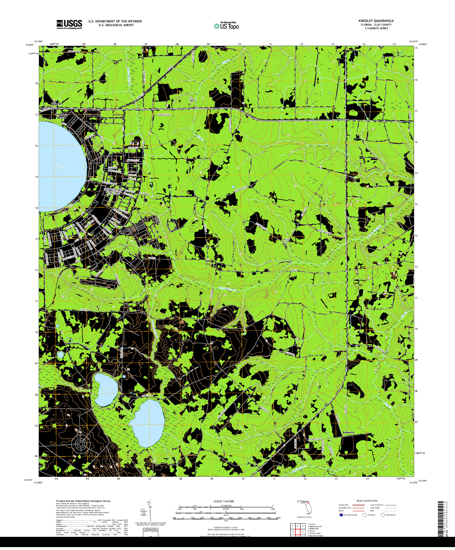 USGS US TOPO 7.5-MINUTE MAP FOR KINGSLEY, FL 2018