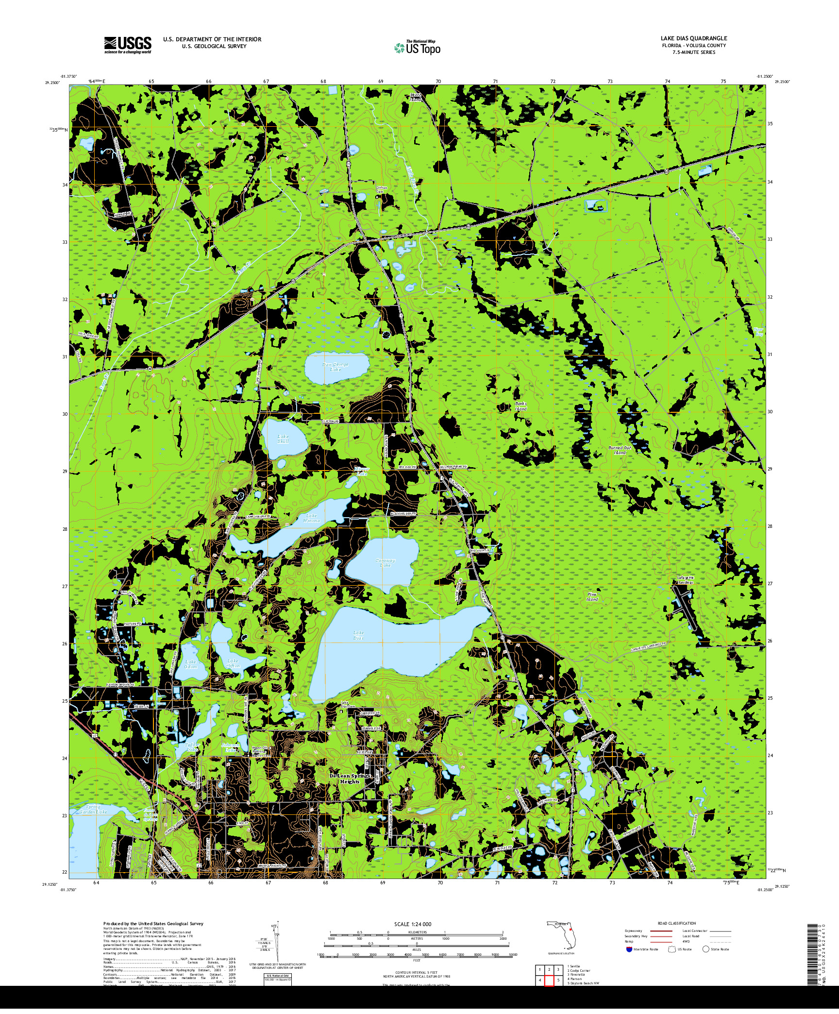 USGS US TOPO 7.5-MINUTE MAP FOR LAKE DIAS, FL 2018