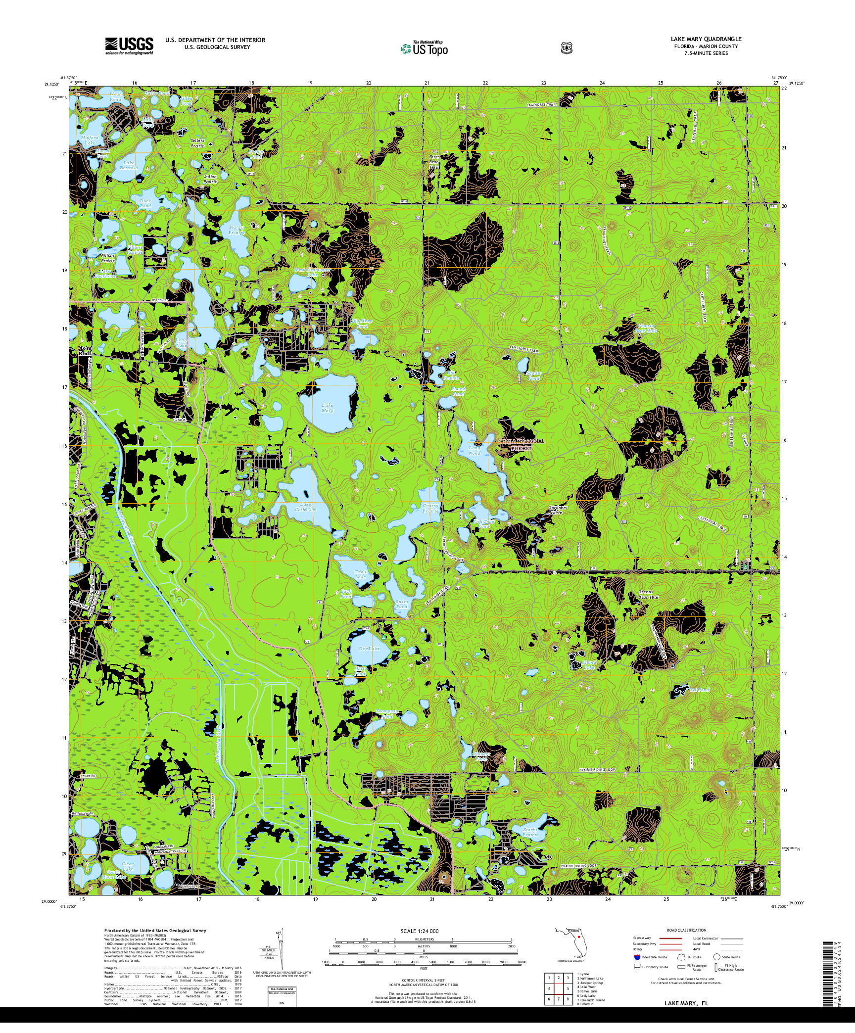 USGS US TOPO 7.5-MINUTE MAP FOR LAKE MARY, FL 2018