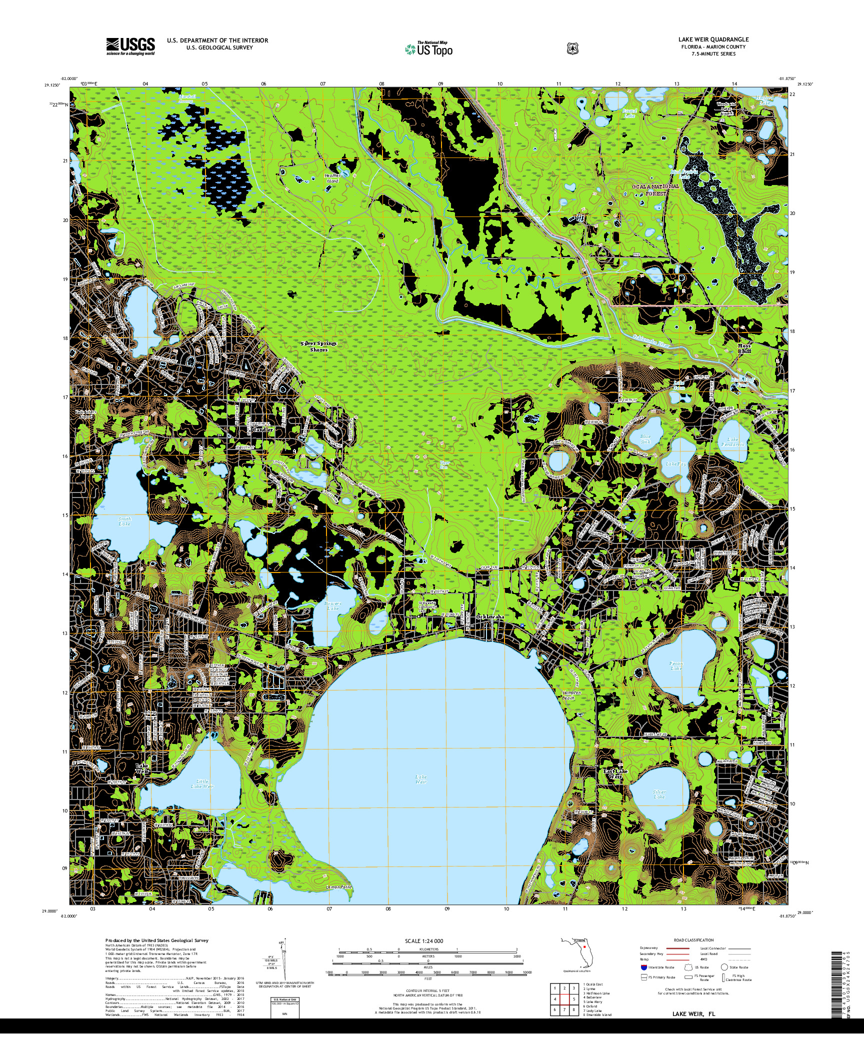 USGS US TOPO 7.5-MINUTE MAP FOR LAKE WEIR, FL 2018