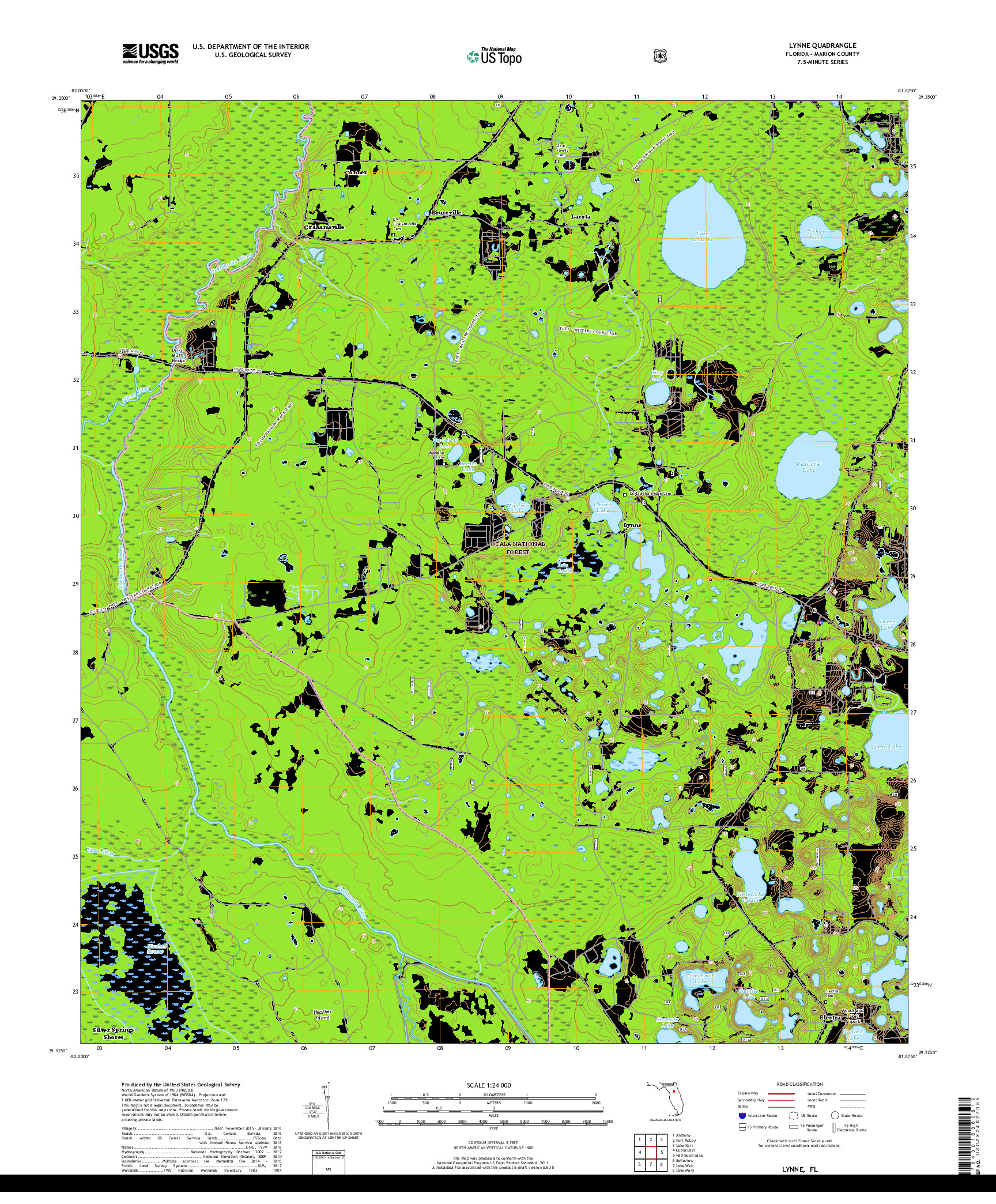 USGS US TOPO 7.5-MINUTE MAP FOR LYNNE, FL 2018