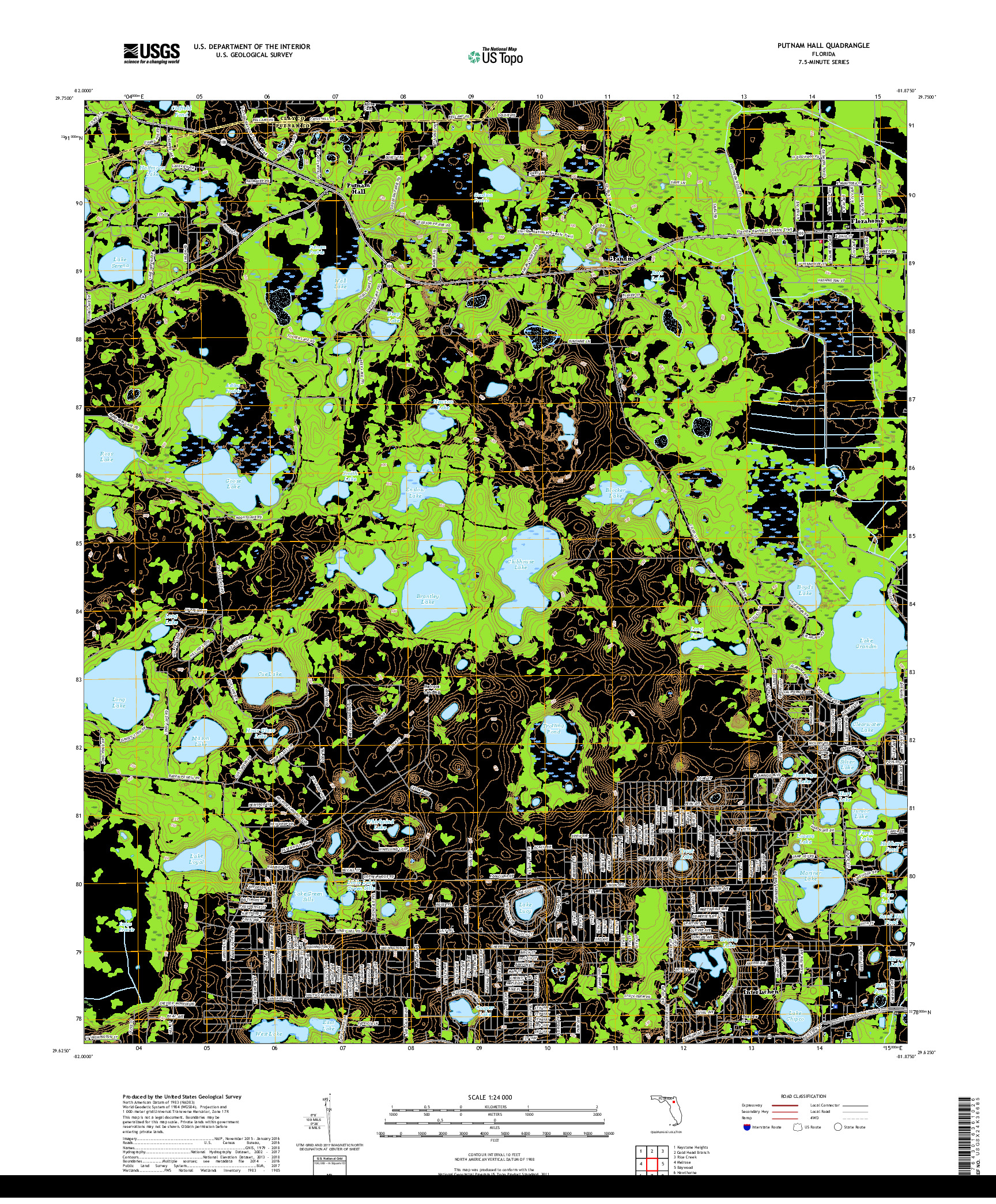 USGS US TOPO 7.5-MINUTE MAP FOR PUTNAM HALL, FL 2018