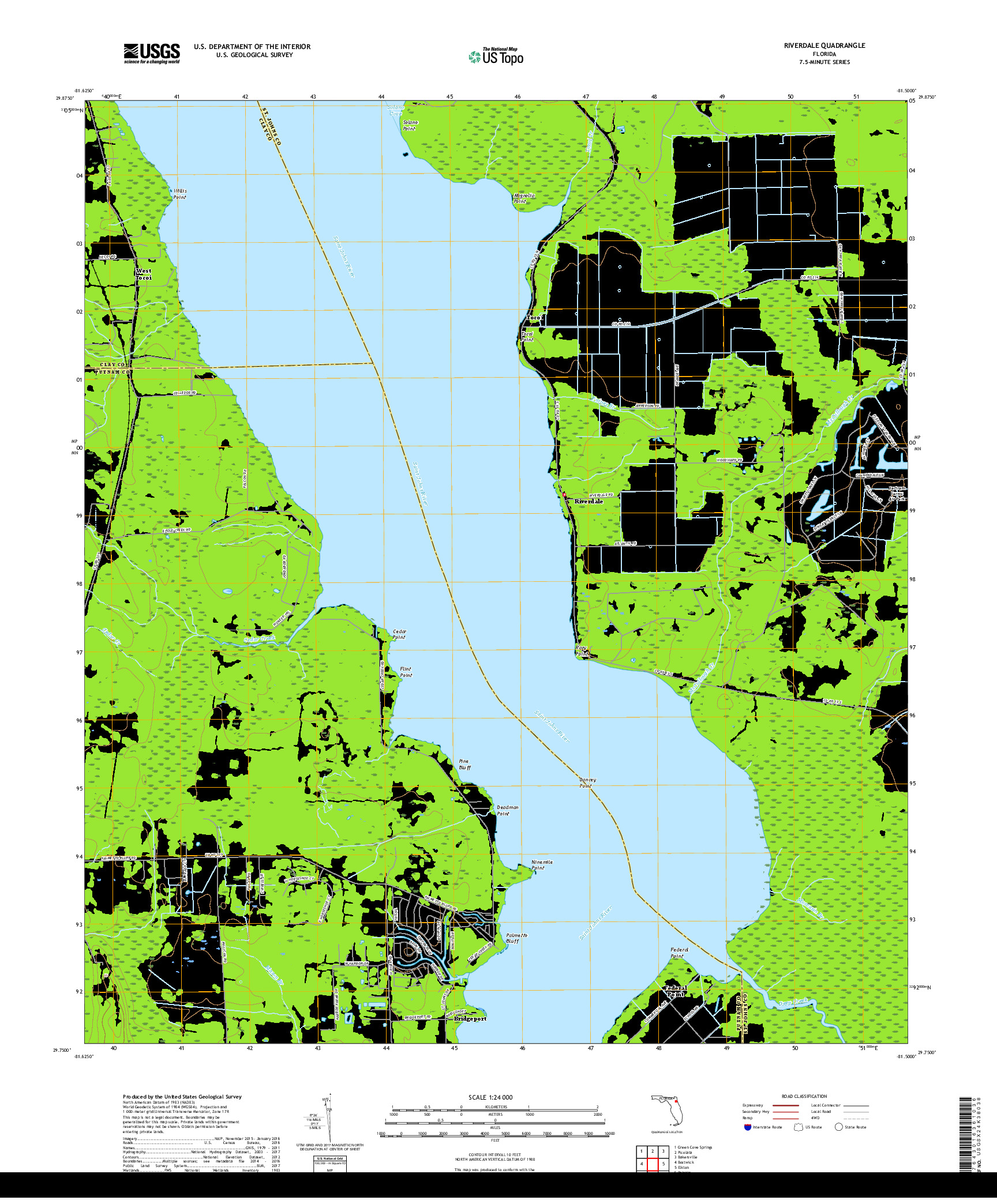 USGS US TOPO 7.5-MINUTE MAP FOR RIVERDALE, FL 2018