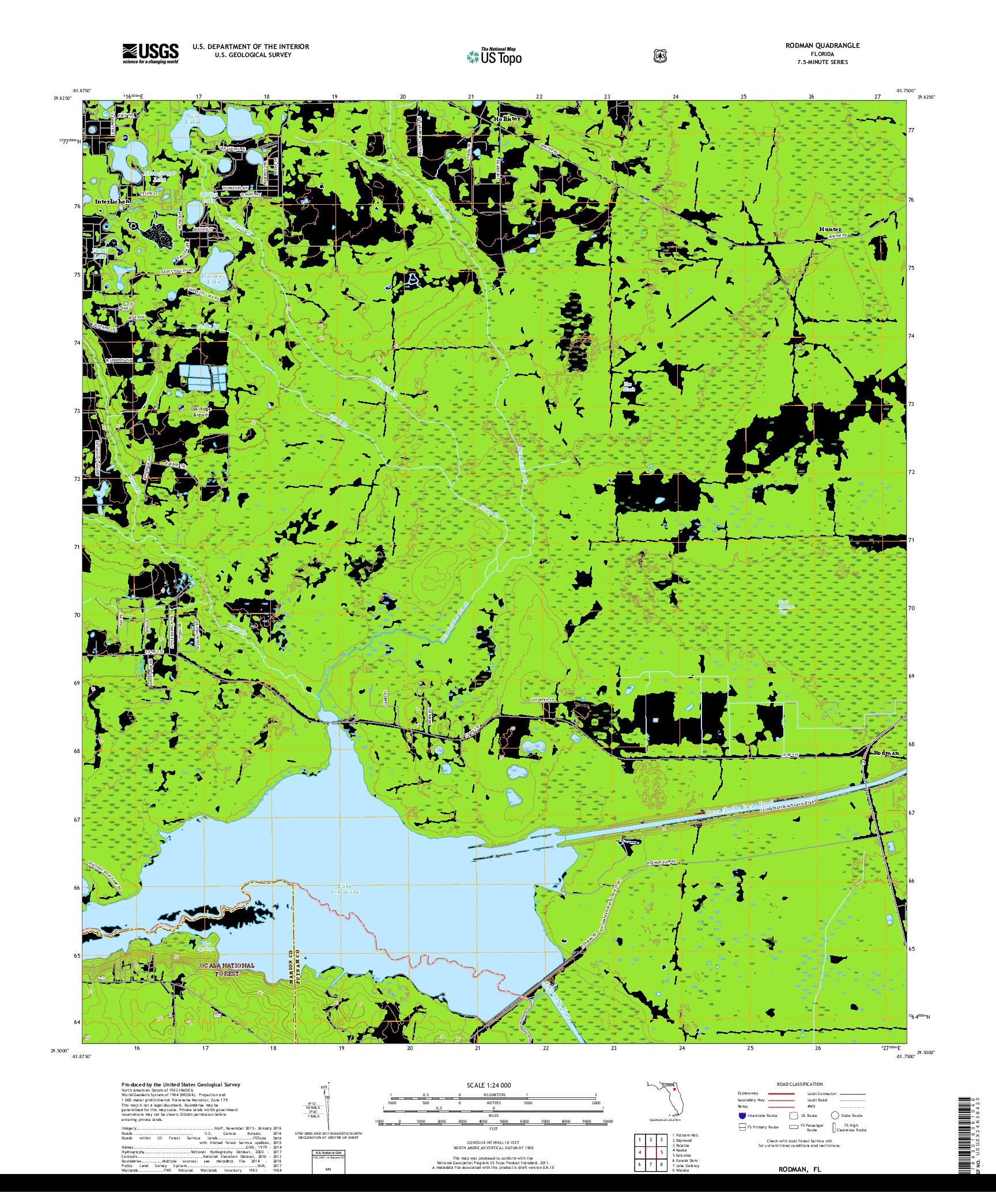 USGS US TOPO 7.5-MINUTE MAP FOR RODMAN, FL 2018