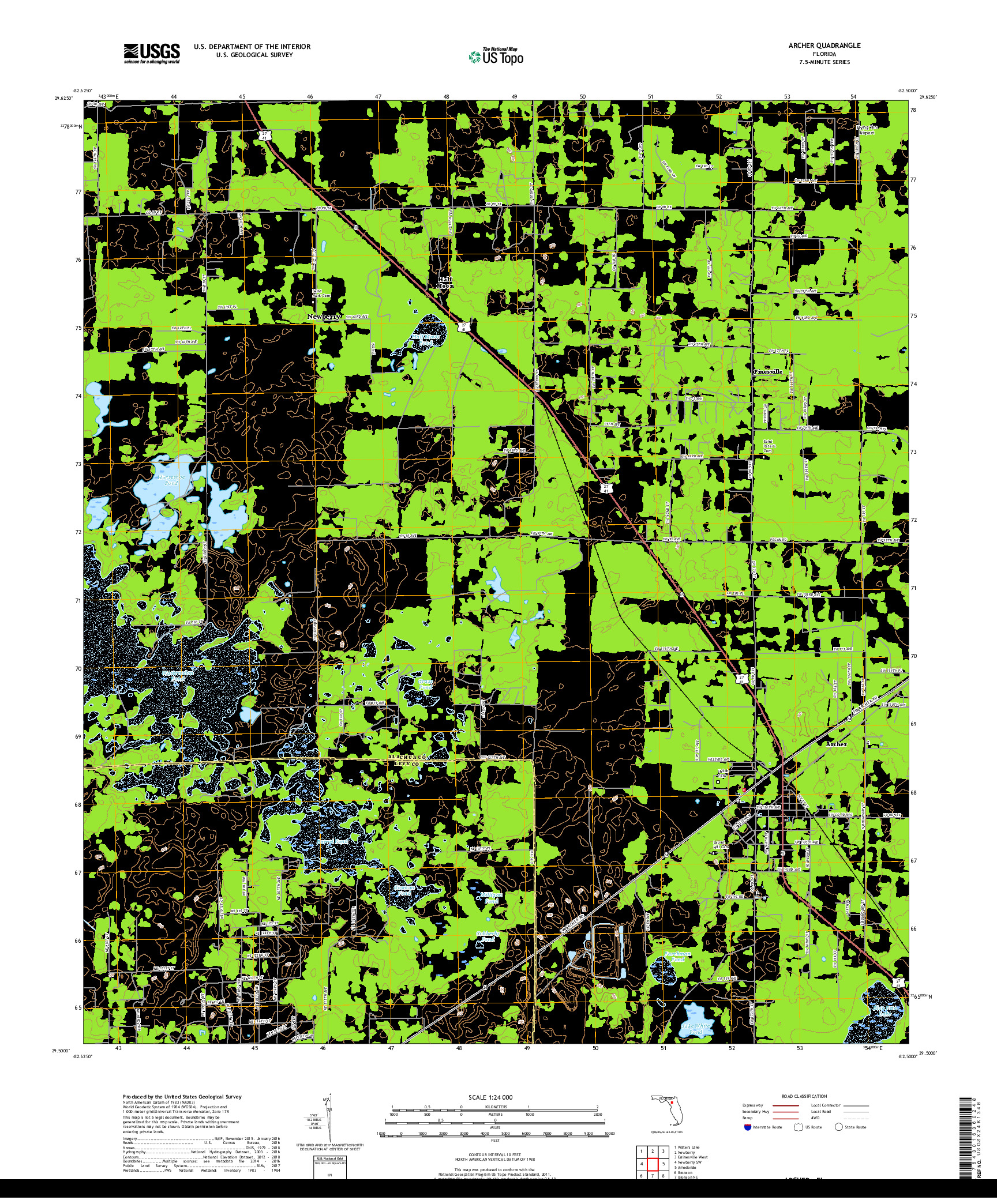 USGS US TOPO 7.5-MINUTE MAP FOR ARCHER, FL 2018