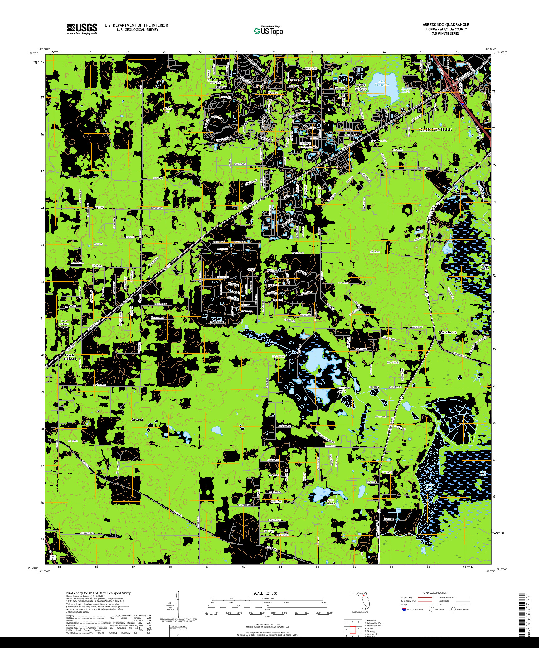 USGS US TOPO 7.5-MINUTE MAP FOR ARREDONDO, FL 2018