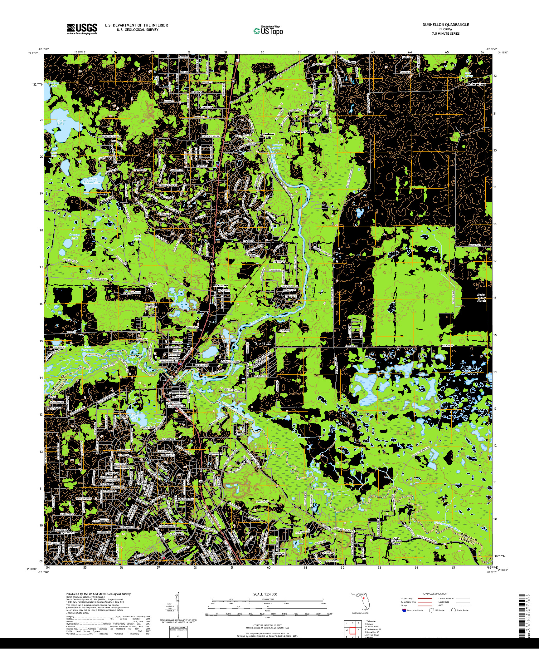 USGS US TOPO 7.5-MINUTE MAP FOR DUNNELLON, FL 2018