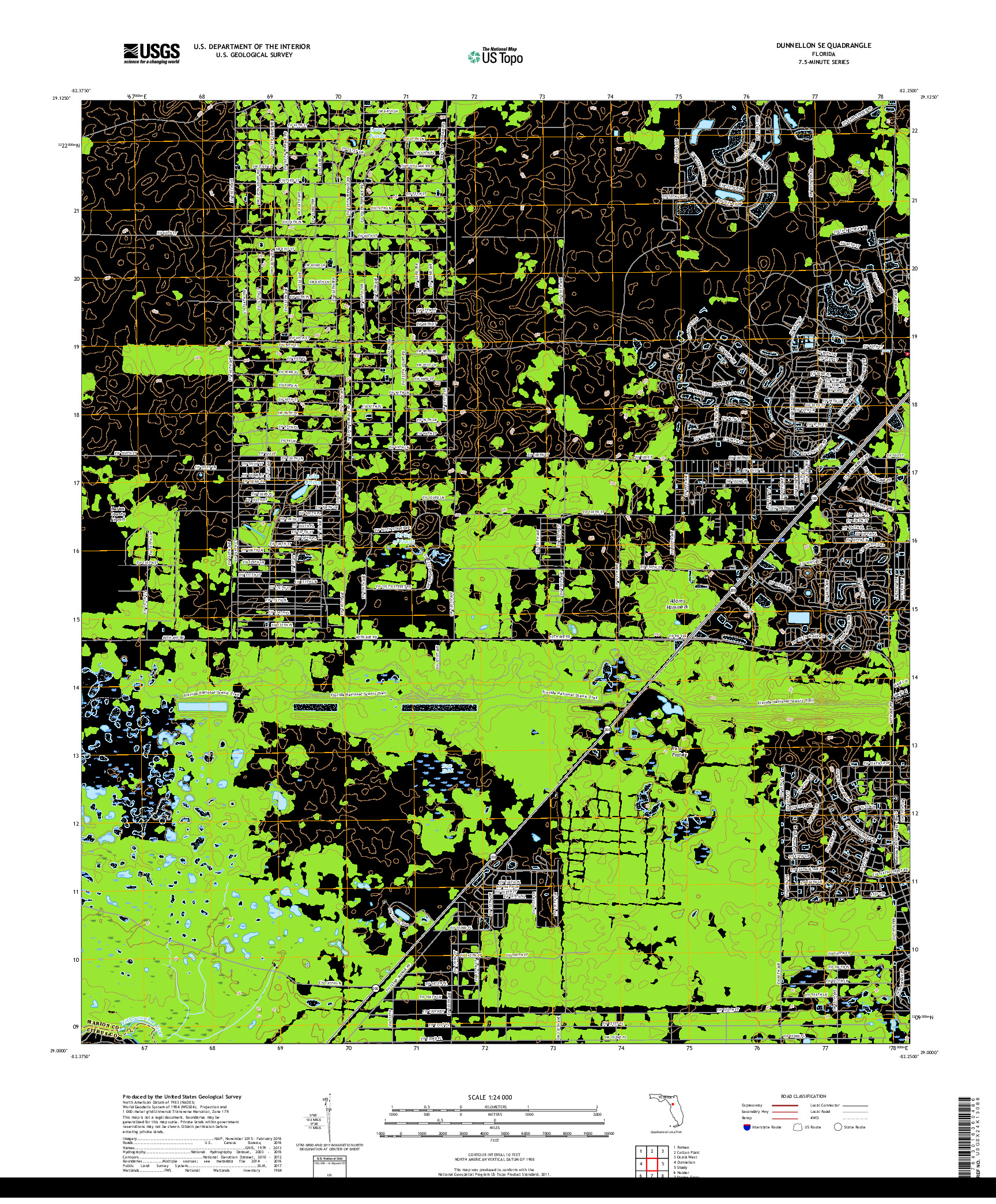 USGS US TOPO 7.5-MINUTE MAP FOR DUNNELLON SE, FL 2018