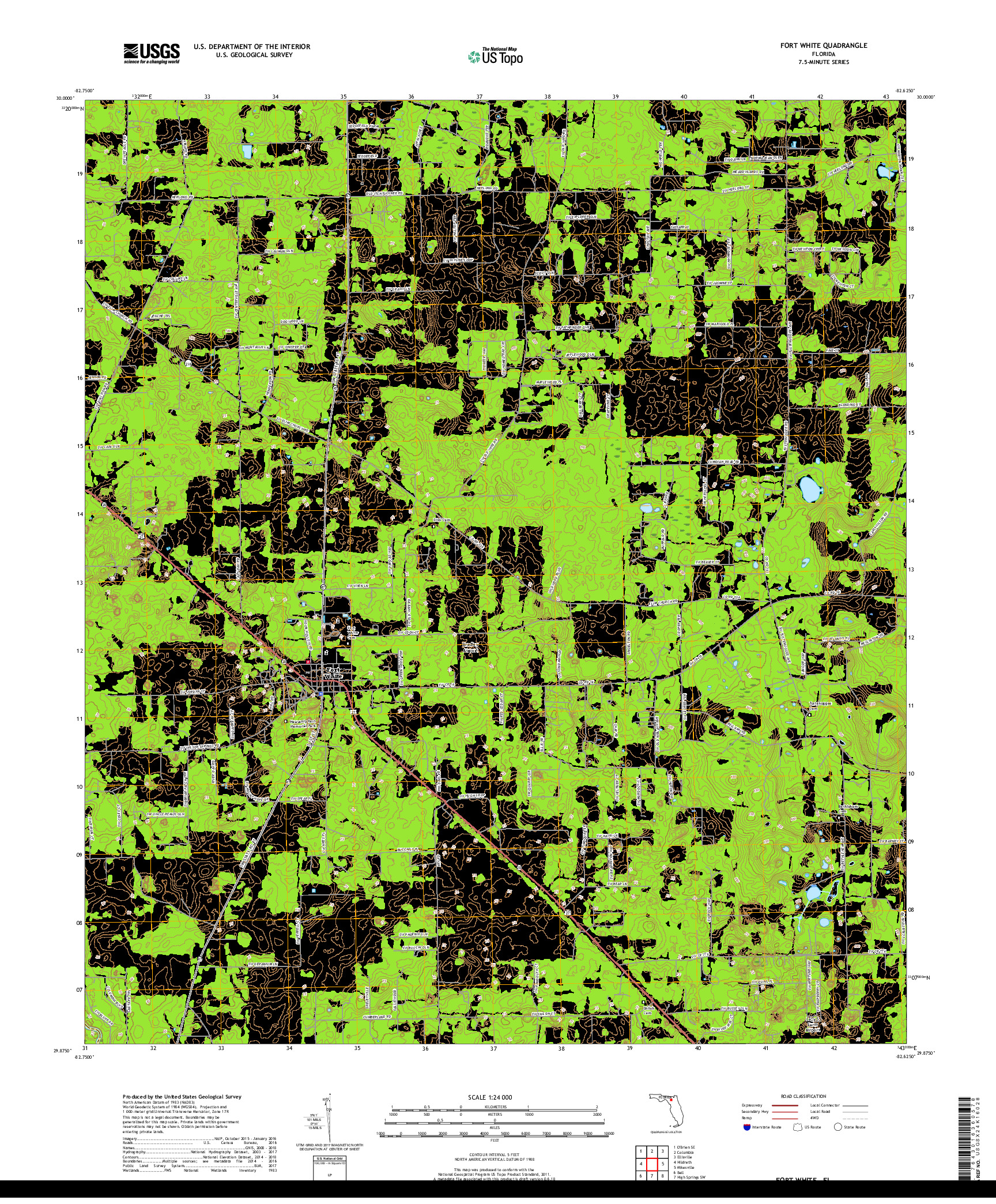 USGS US TOPO 7.5-MINUTE MAP FOR FORT WHITE, FL 2018