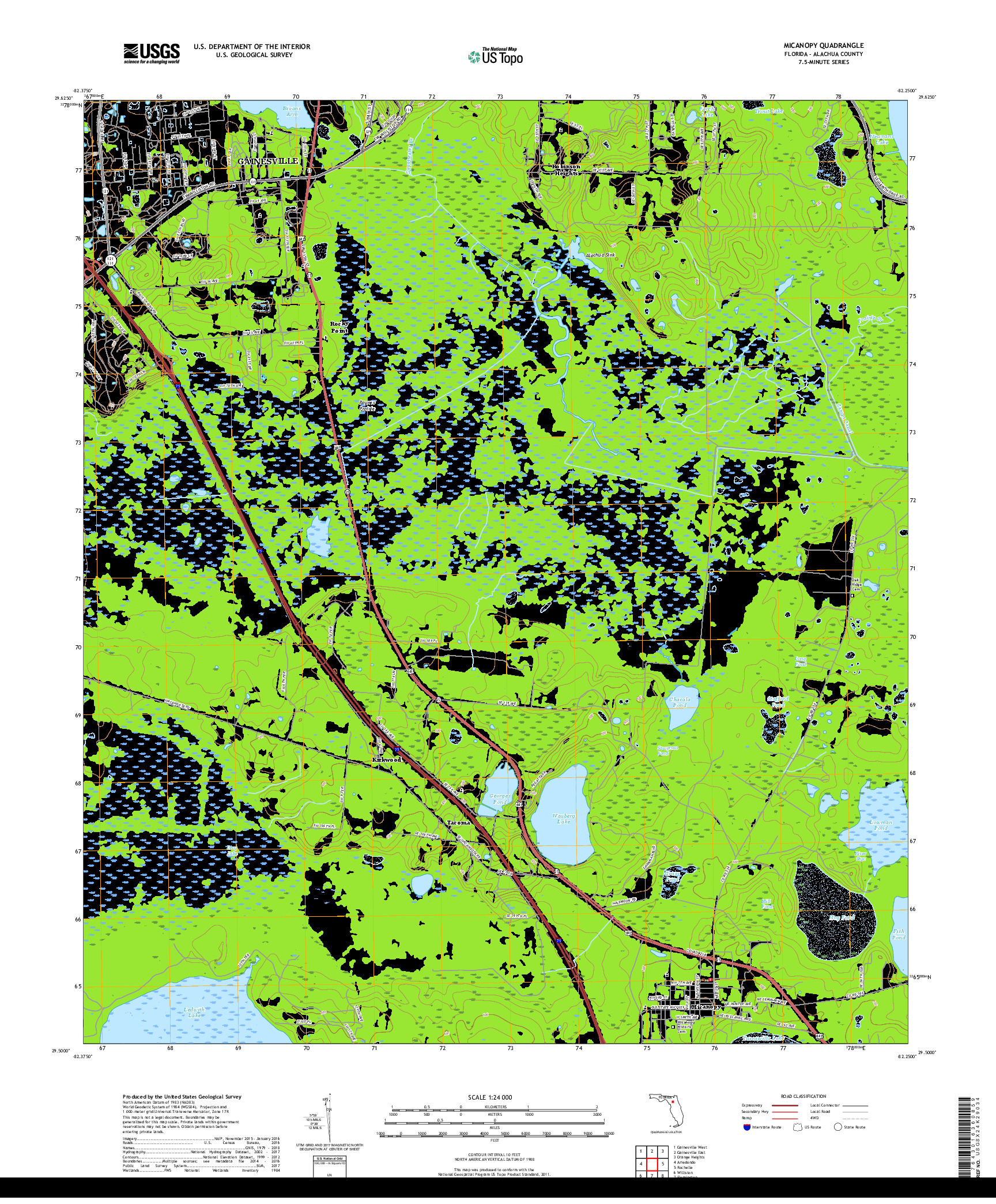 USGS US TOPO 7.5-MINUTE MAP FOR MICANOPY, FL 2018