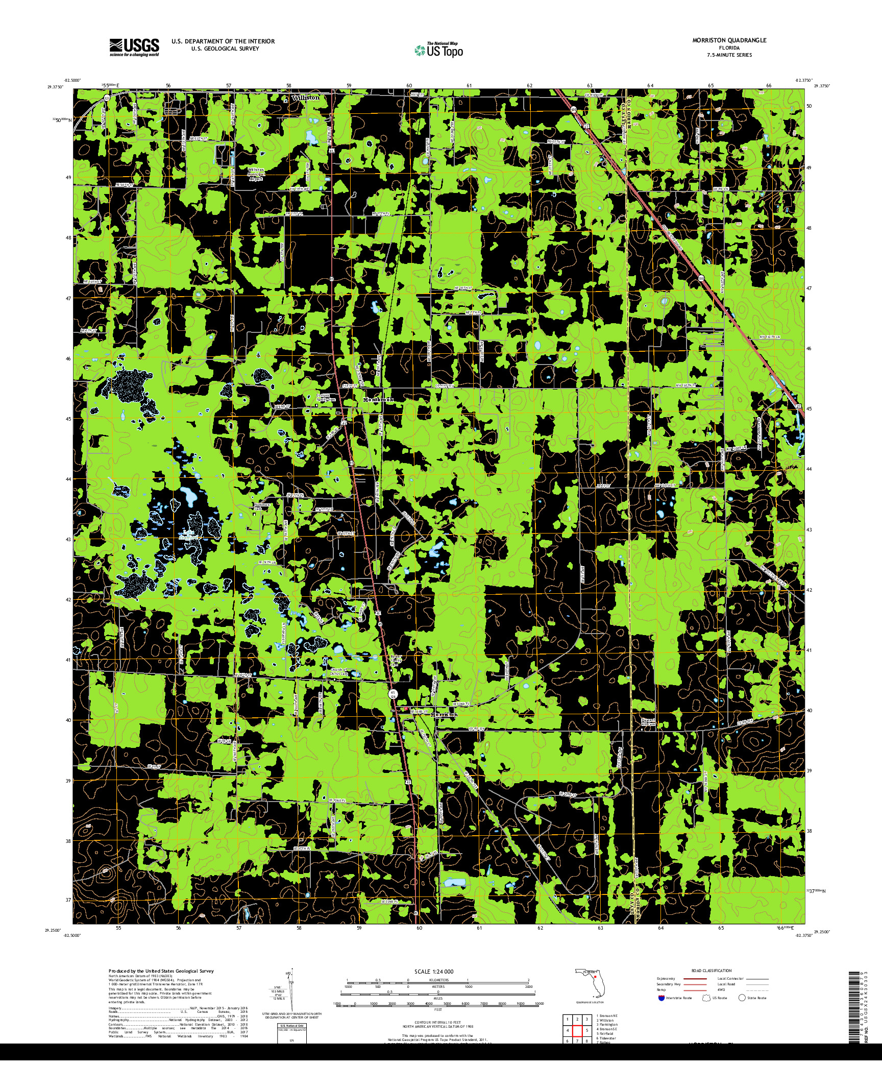 USGS US TOPO 7.5-MINUTE MAP FOR MORRISTON, FL 2018