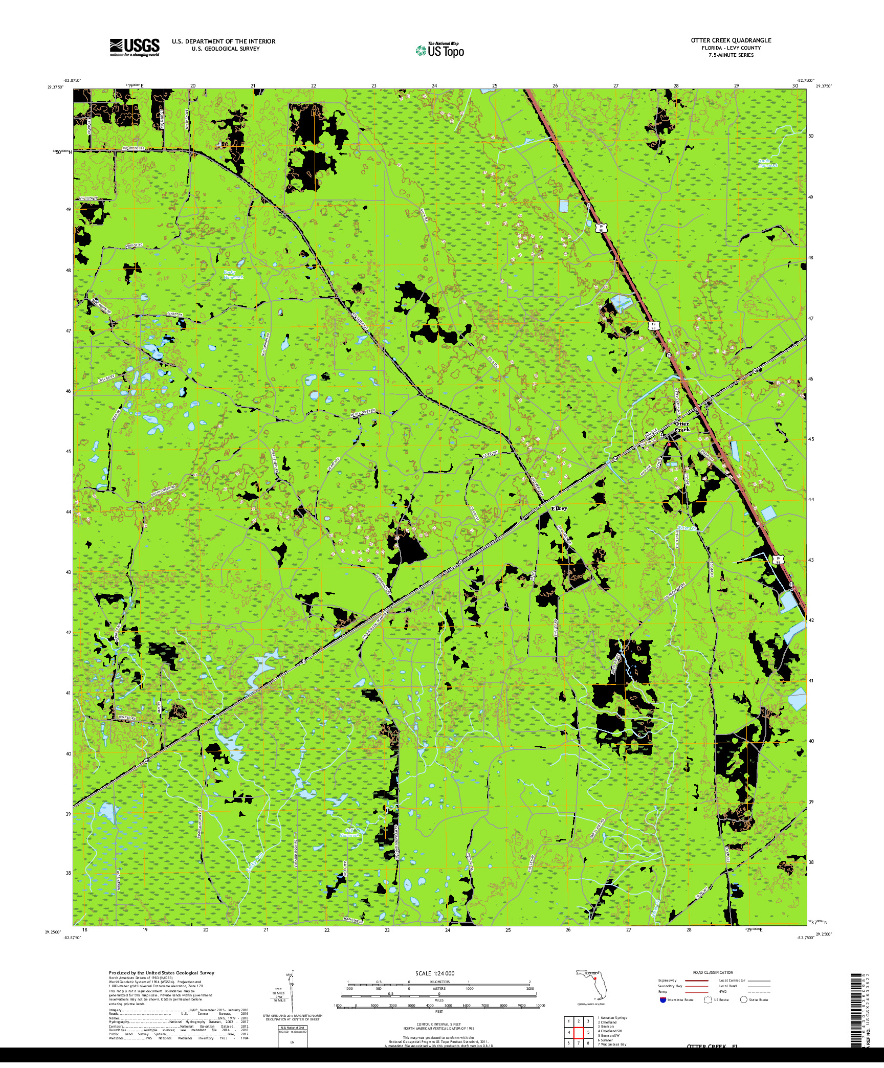 USGS US TOPO 7.5-MINUTE MAP FOR OTTER CREEK, FL 2018