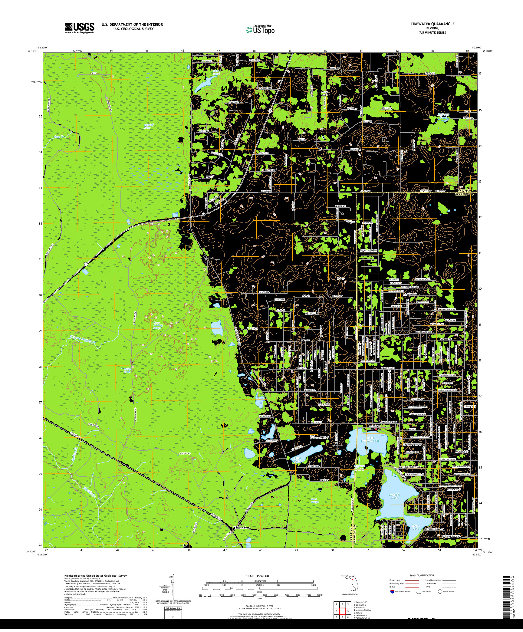 USGS US TOPO 7.5-MINUTE MAP FOR TIDEWATER, FL 2018