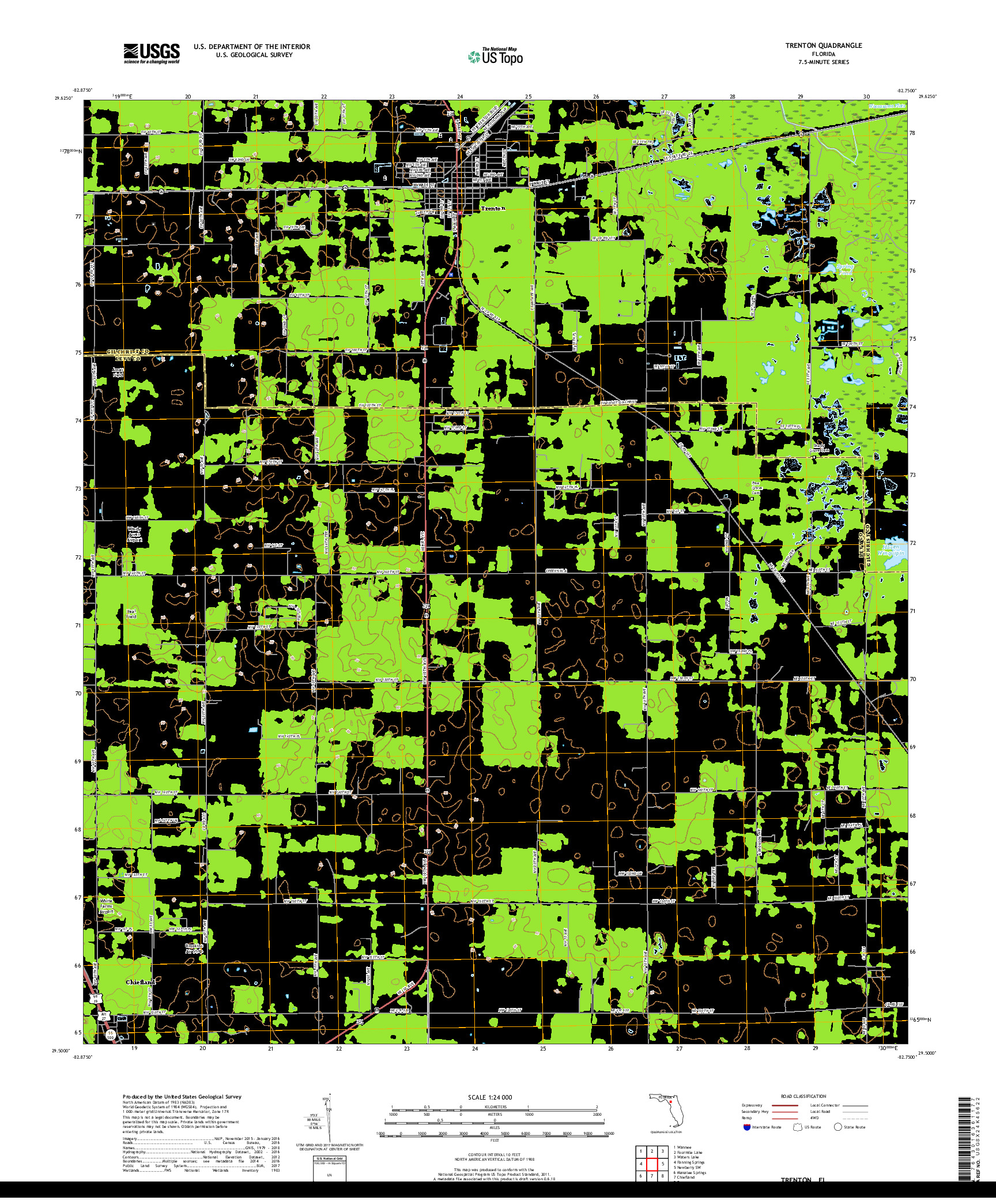 USGS US TOPO 7.5-MINUTE MAP FOR TRENTON, FL 2018