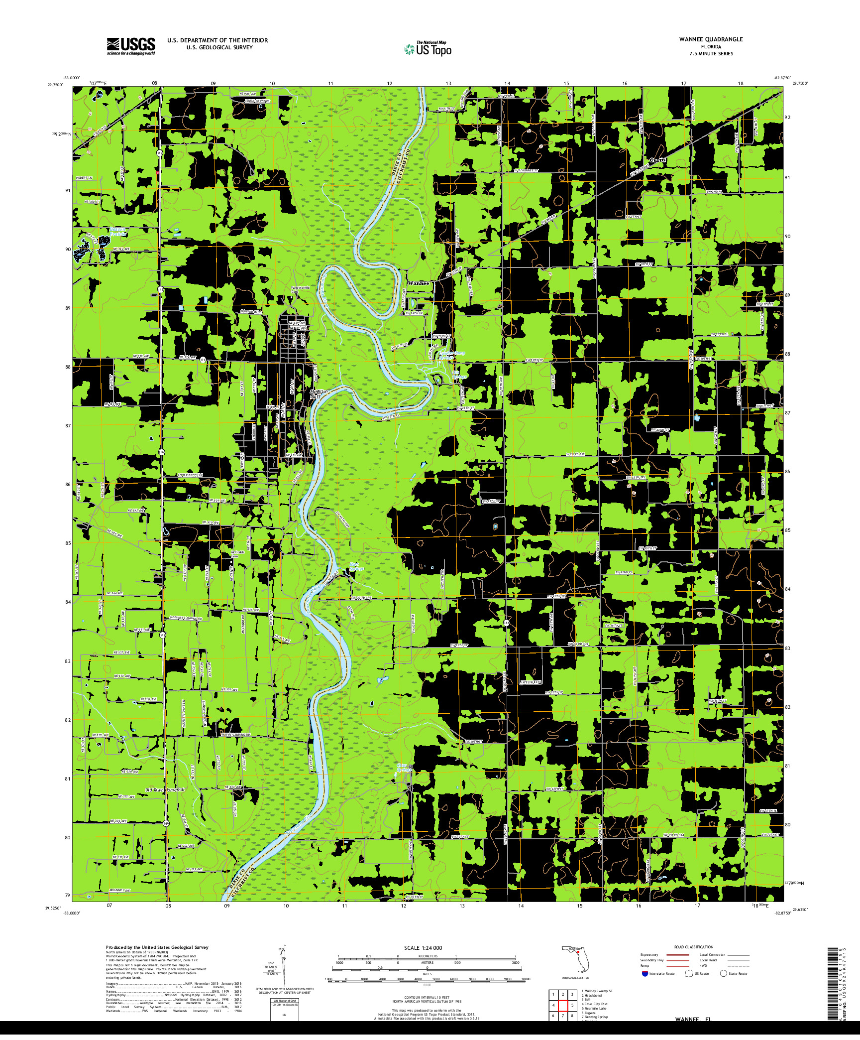 USGS US TOPO 7.5-MINUTE MAP FOR WANNEE, FL 2018