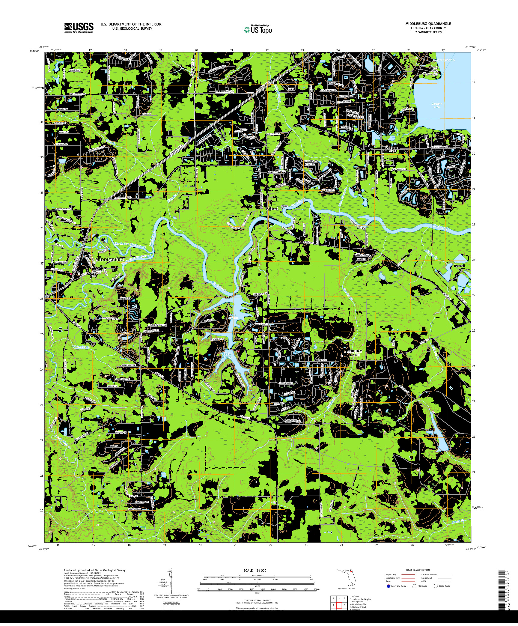 USGS US TOPO 7.5-MINUTE MAP FOR MIDDLEBURG, FL 2018