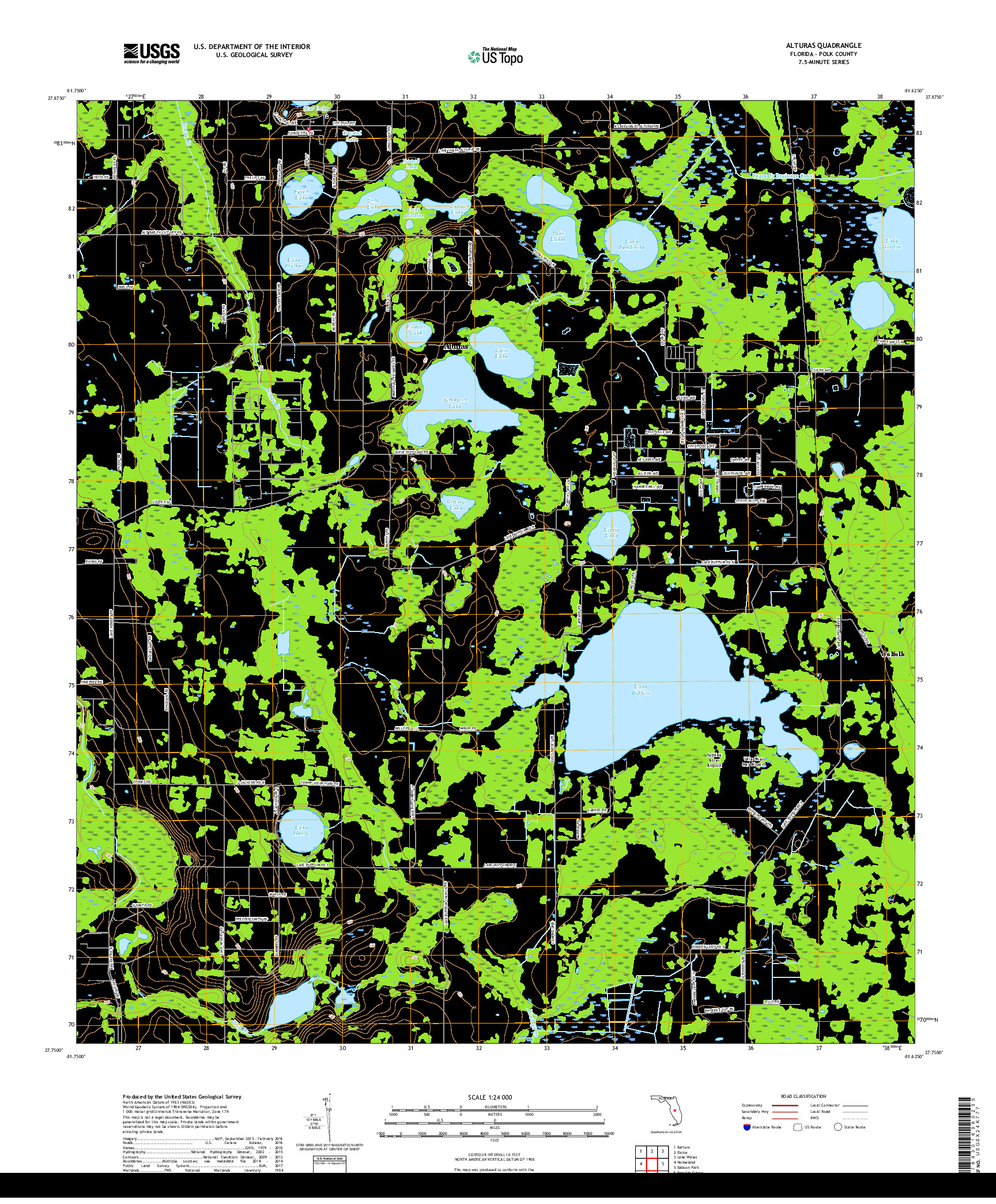 USGS US TOPO 7.5-MINUTE MAP FOR ALTURAS, FL 2018