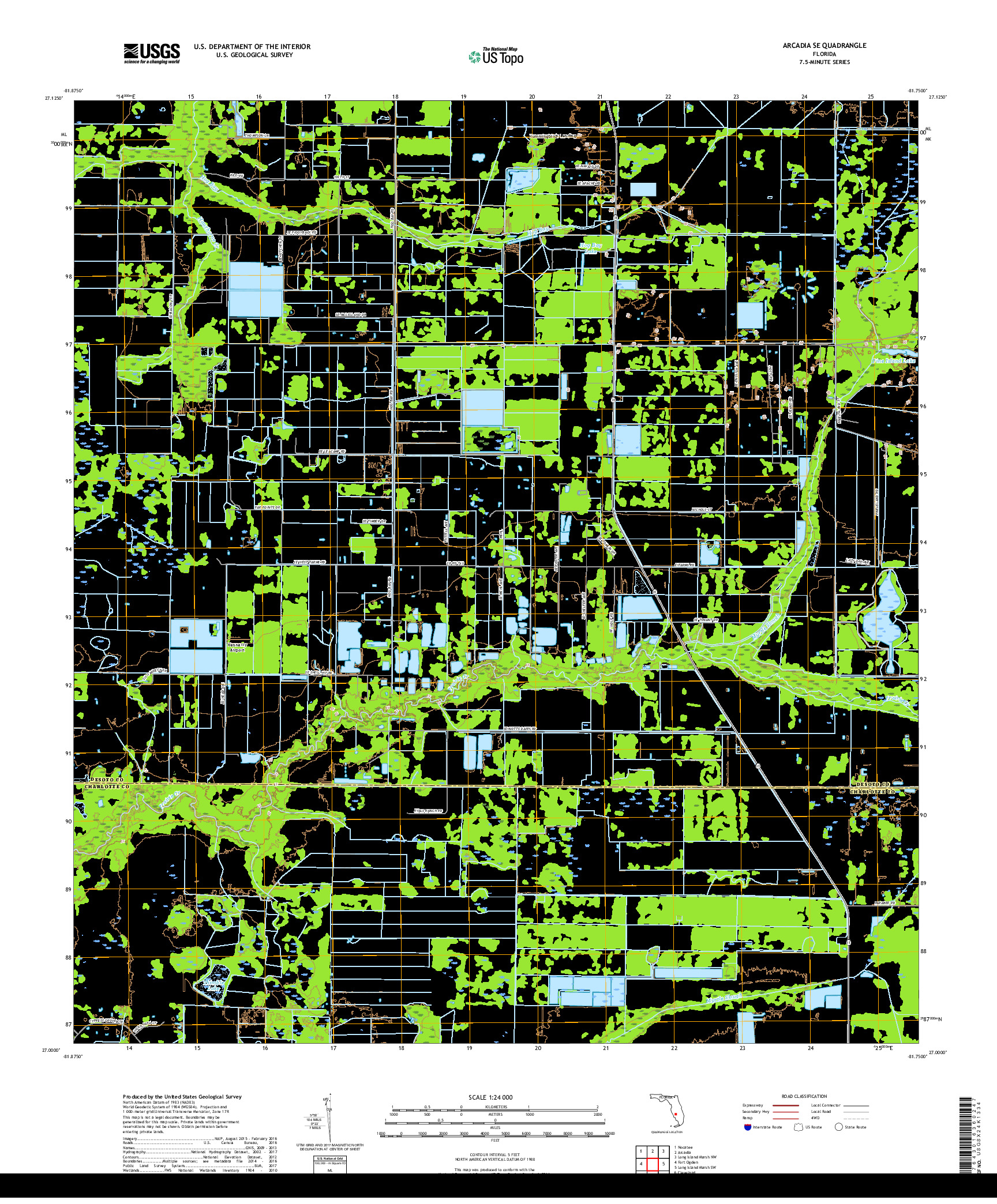 USGS US TOPO 7.5-MINUTE MAP FOR ARCADIA SE, FL 2018