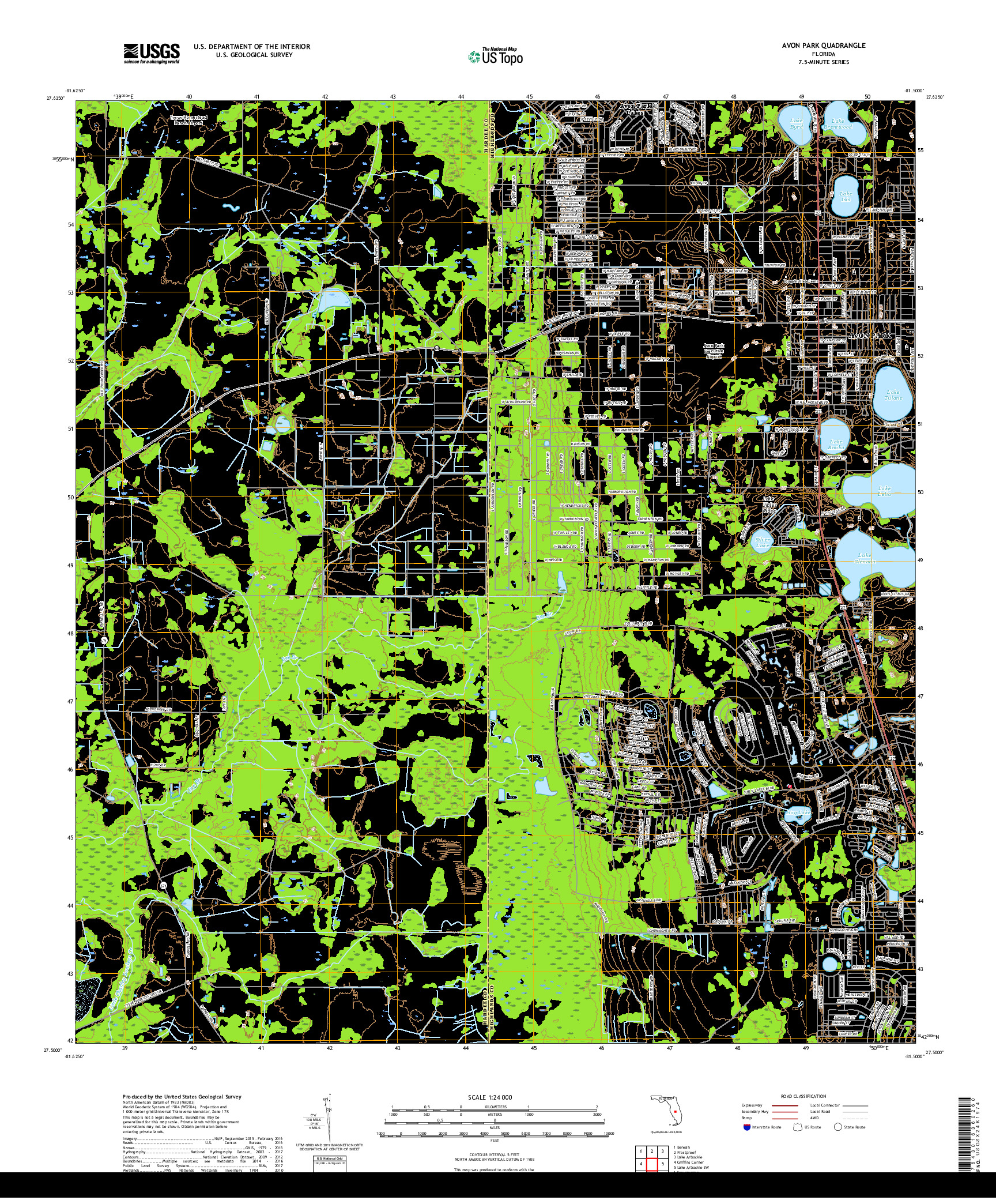 USGS US TOPO 7.5-MINUTE MAP FOR AVON PARK, FL 2018