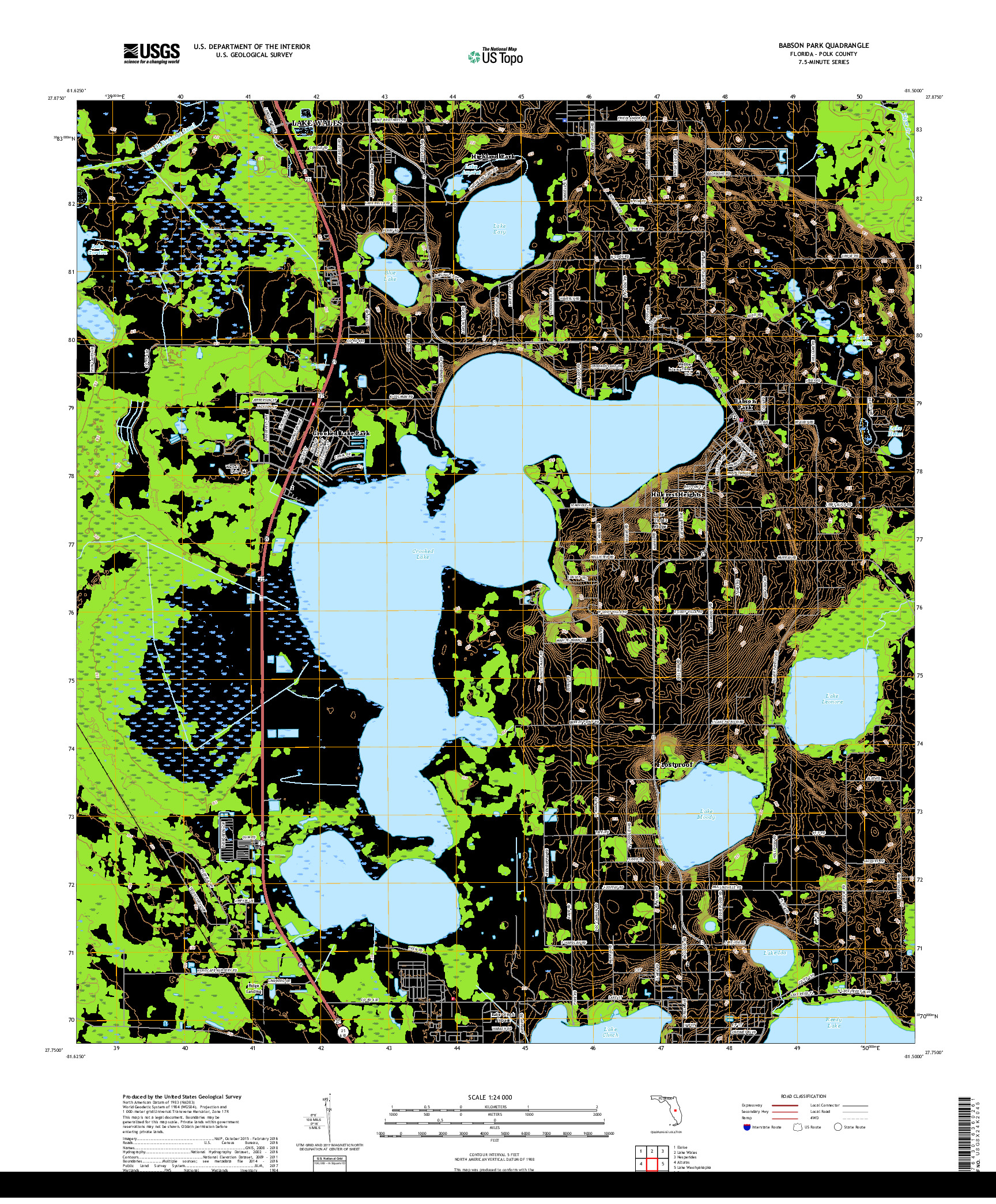 USGS US TOPO 7.5-MINUTE MAP FOR BABSON PARK, FL 2018