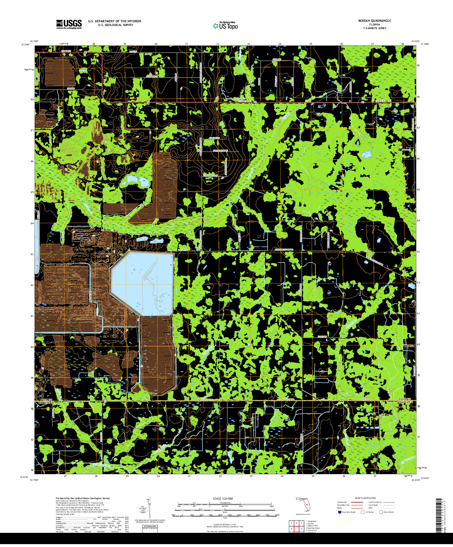 USGS US TOPO 7.5-MINUTE MAP FOR BEREAH, FL 2018