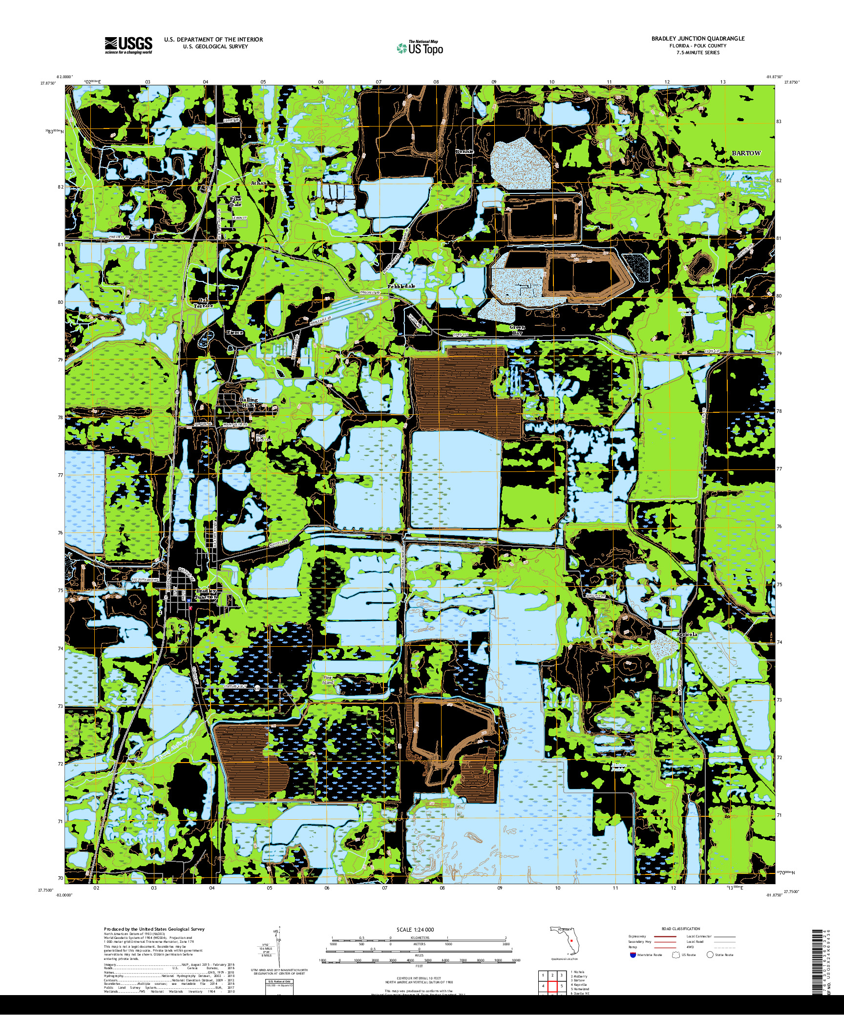 USGS US TOPO 7.5-MINUTE MAP FOR BRADLEY JUNCTION, FL 2018