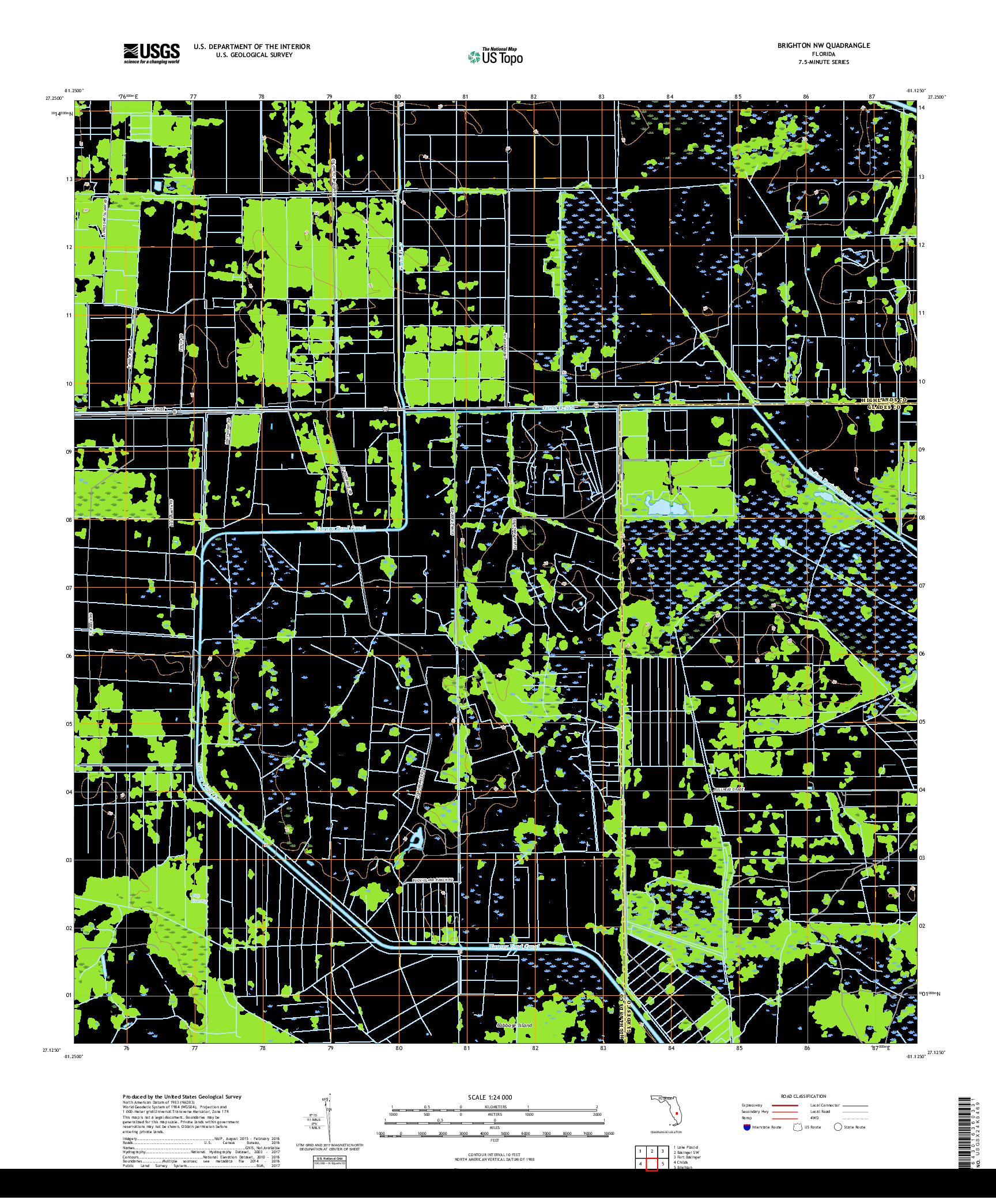 USGS US TOPO 7.5-MINUTE MAP FOR BRIGHTON NW, FL 2018