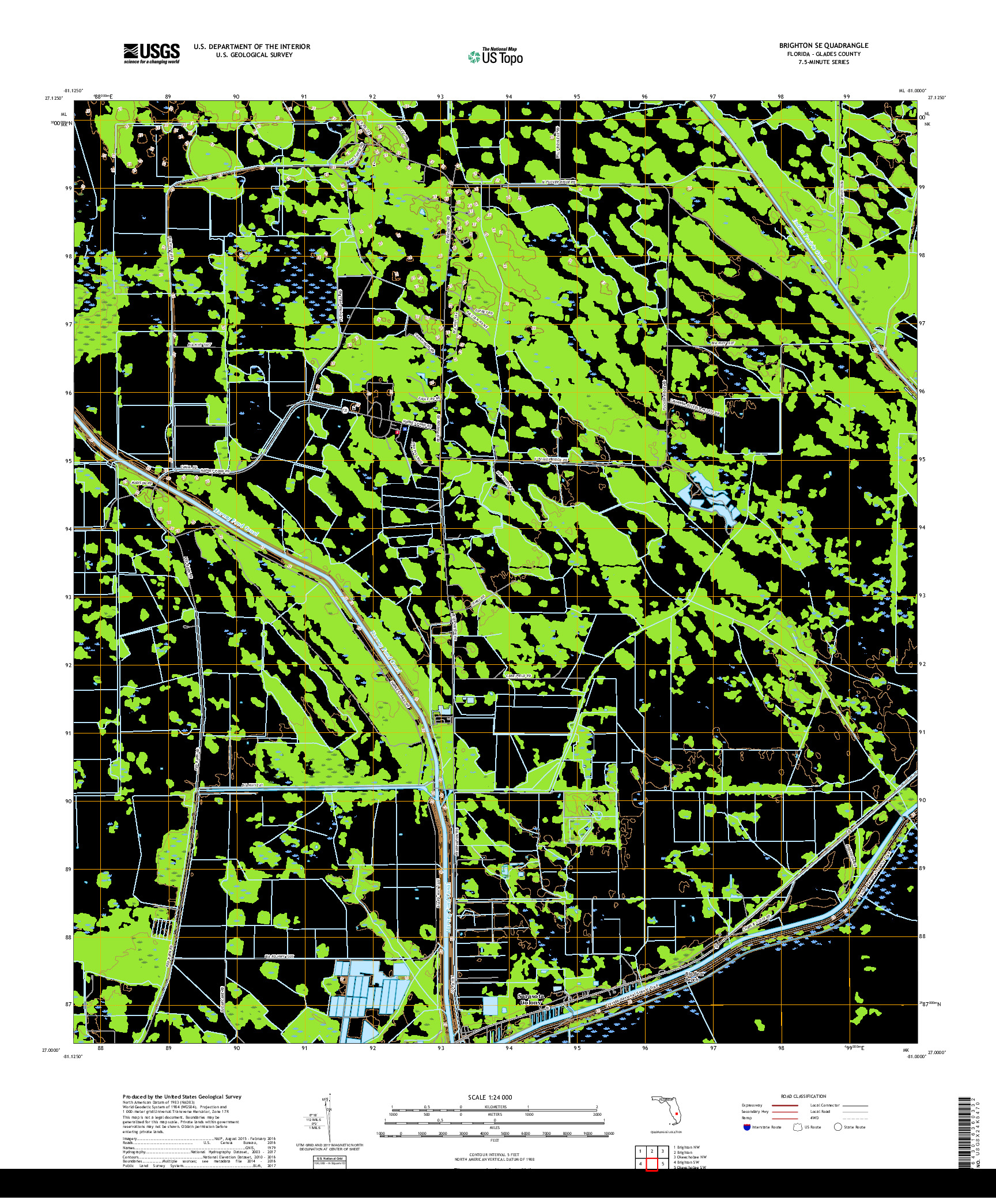 USGS US TOPO 7.5-MINUTE MAP FOR BRIGHTON SE, FL 2018