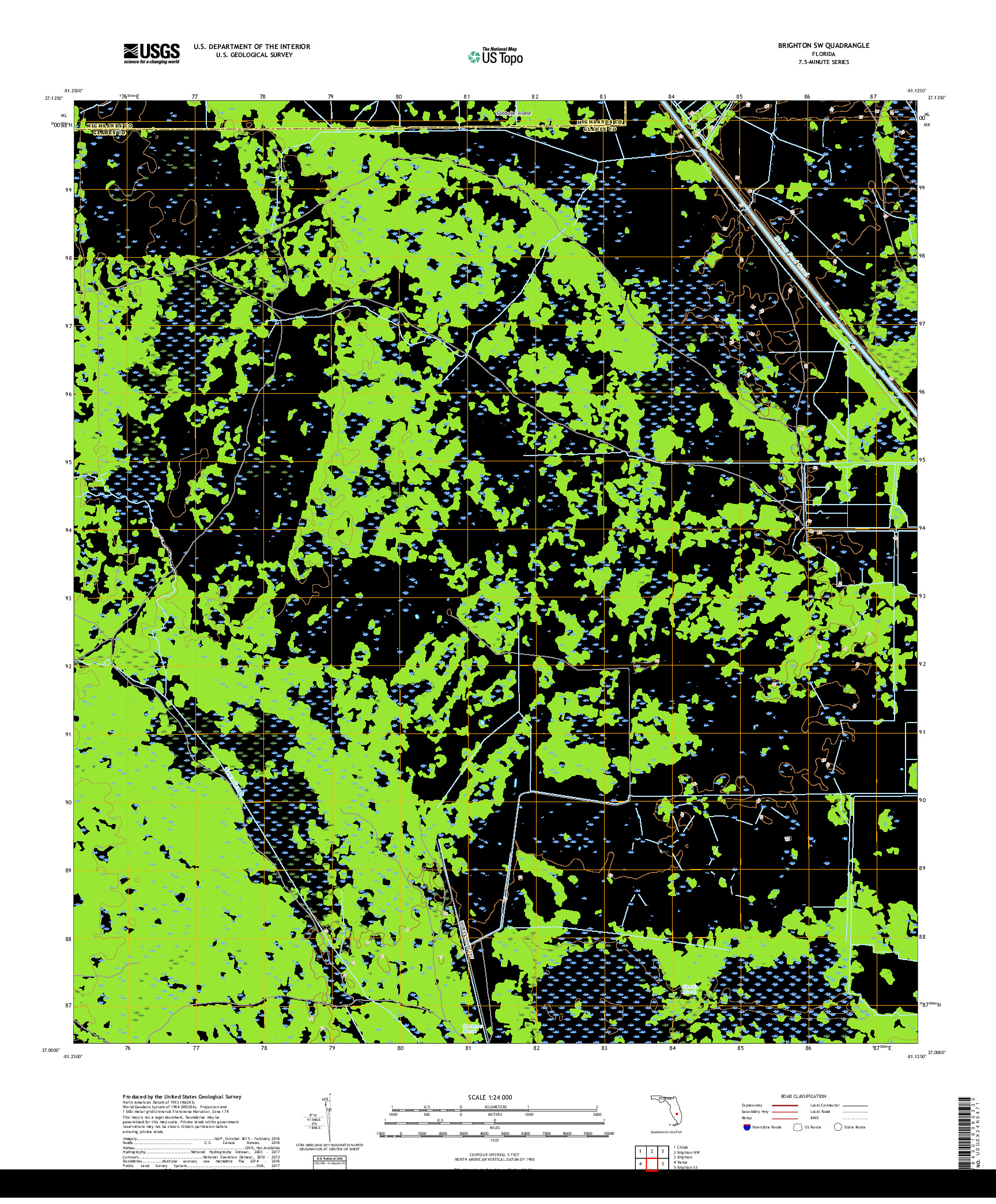 USGS US TOPO 7.5-MINUTE MAP FOR BRIGHTON SW, FL 2018