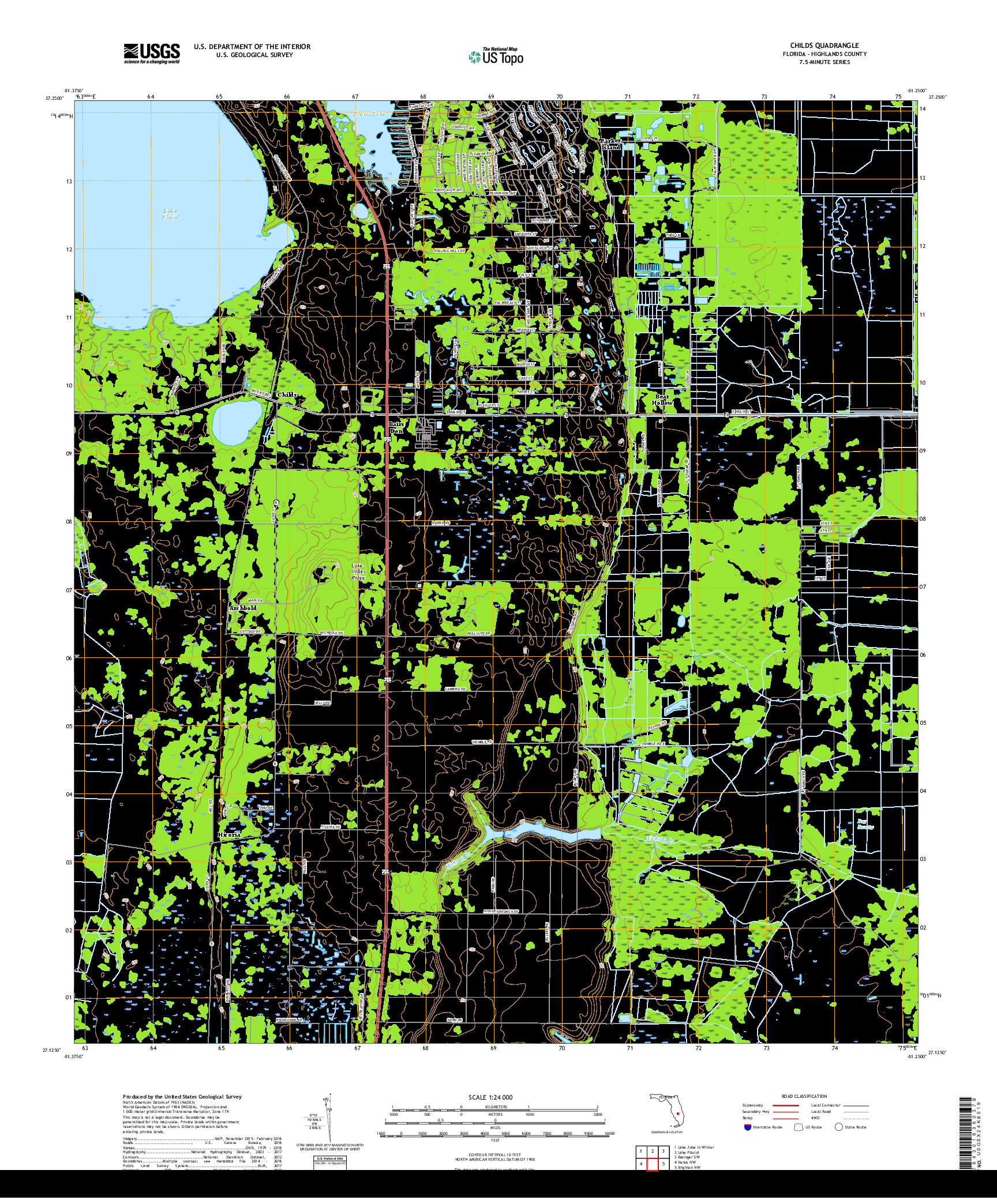 USGS US TOPO 7.5-MINUTE MAP FOR CHILDS, FL 2018