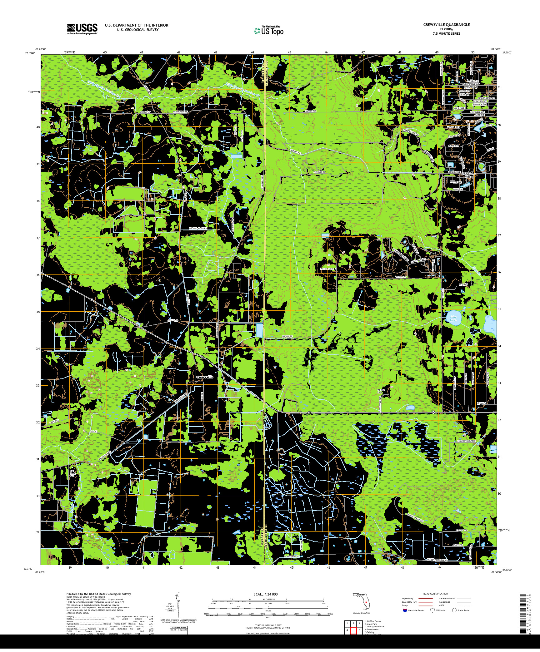 USGS US TOPO 7.5-MINUTE MAP FOR CREWSVILLE, FL 2018