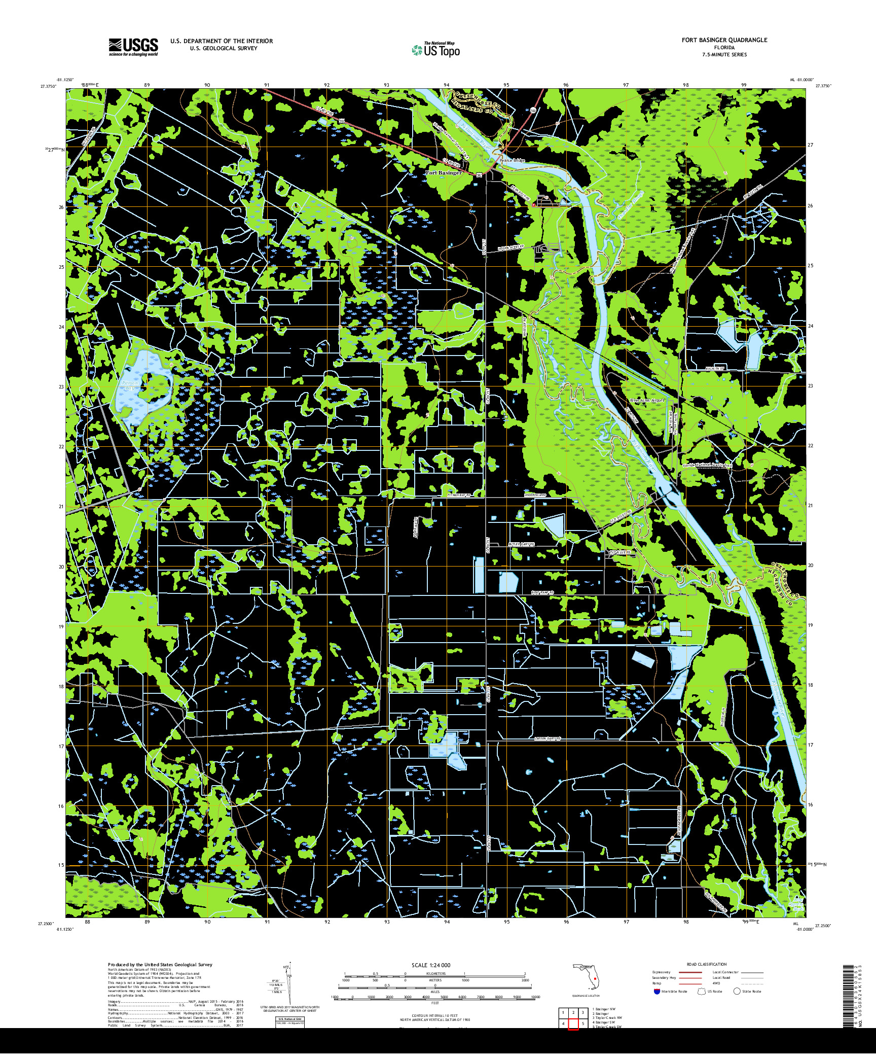 USGS US TOPO 7.5-MINUTE MAP FOR FORT BASINGER, FL 2018