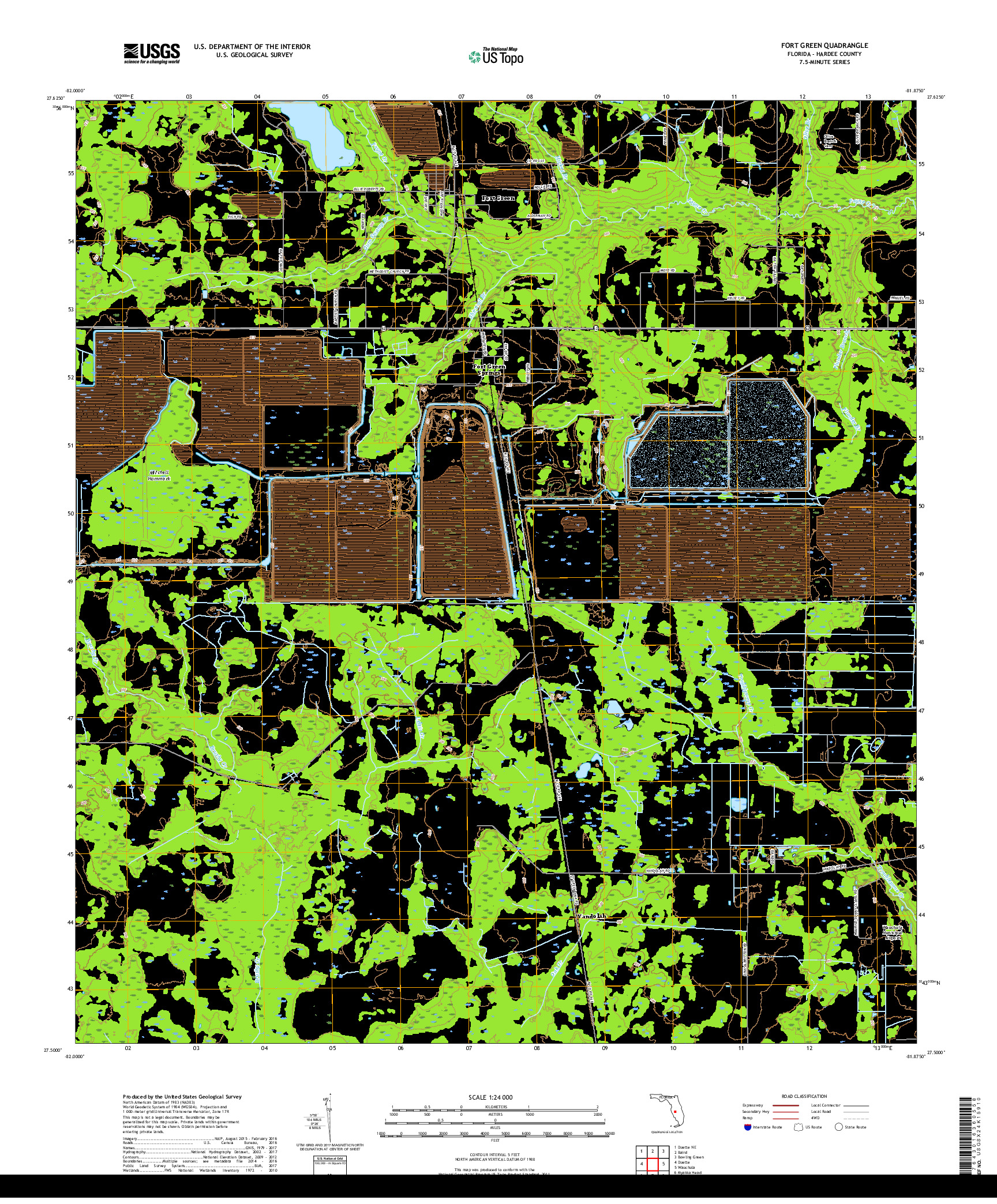 USGS US TOPO 7.5-MINUTE MAP FOR FORT GREEN, FL 2018