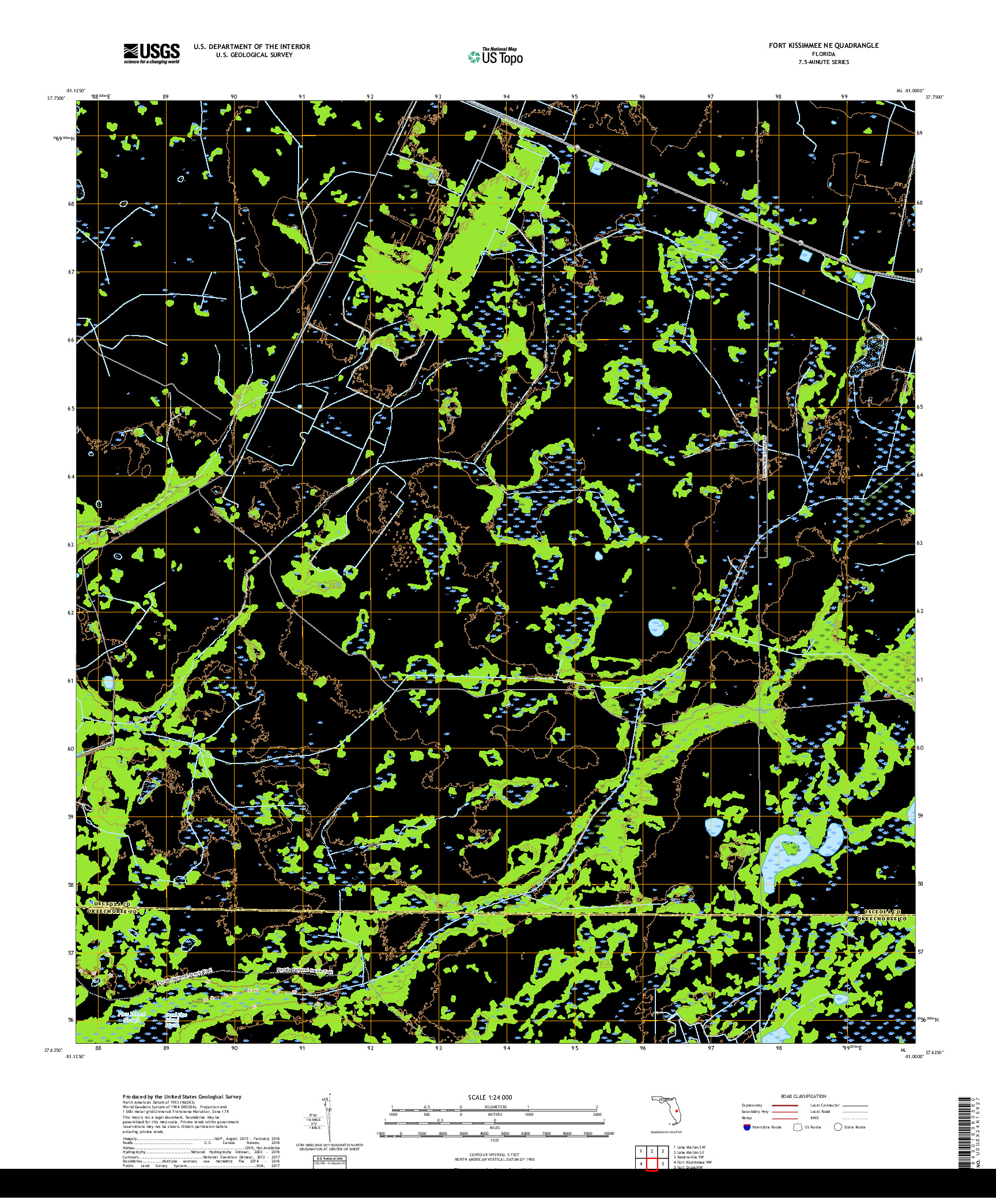 USGS US TOPO 7.5-MINUTE MAP FOR FORT KISSIMMEE NE, FL 2018