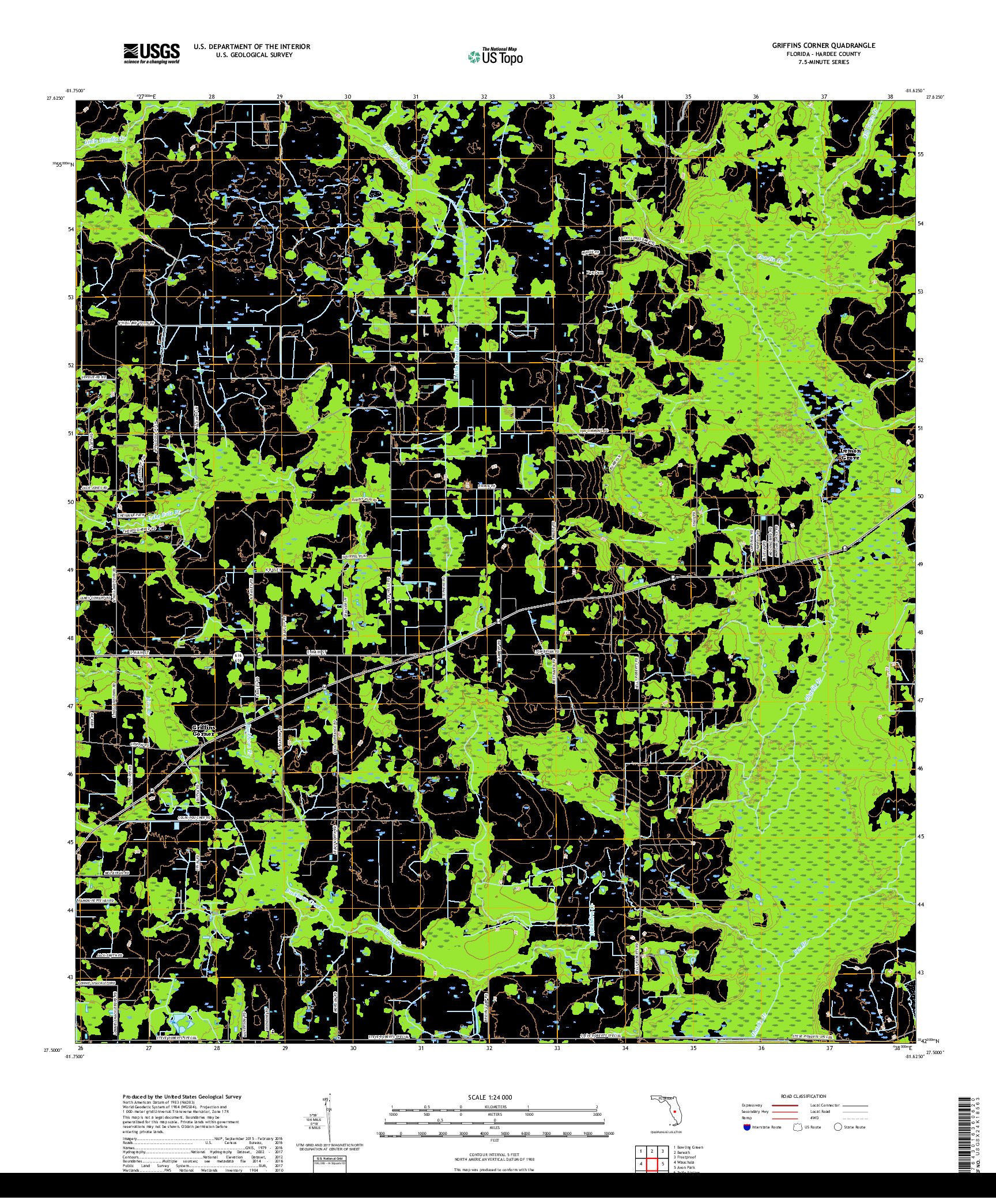 USGS US TOPO 7.5-MINUTE MAP FOR GRIFFINS CORNER, FL 2018