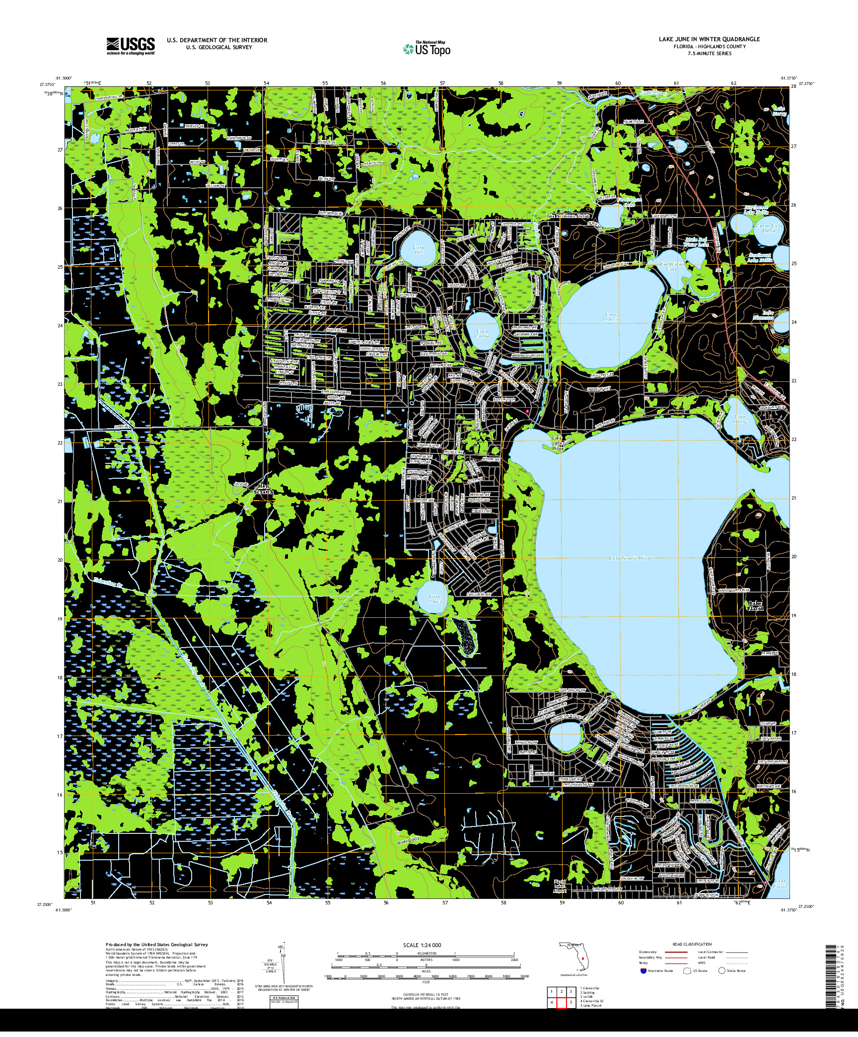 USGS US TOPO 7.5-MINUTE MAP FOR LAKE JUNE IN WINTER, FL 2018