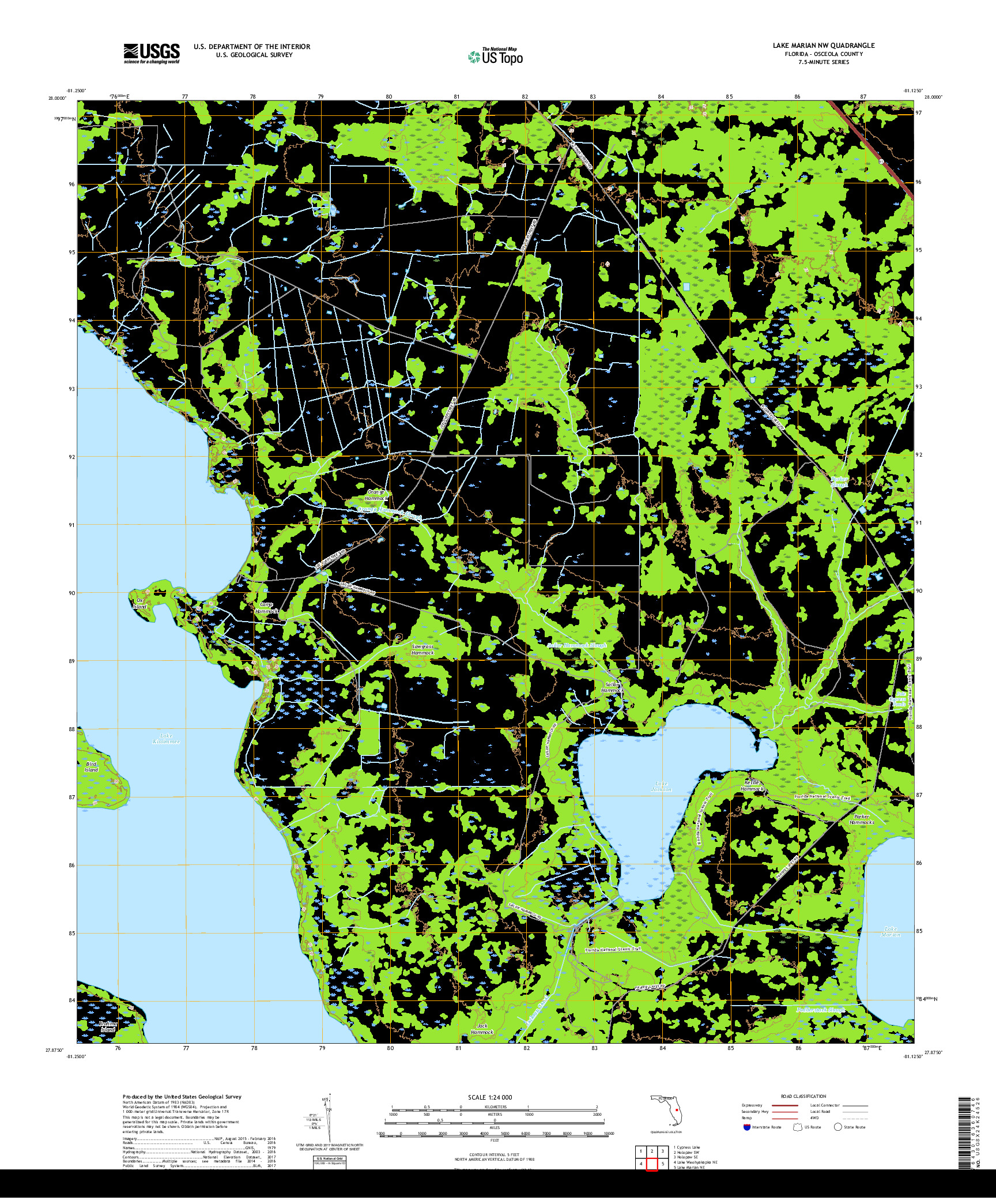 USGS US TOPO 7.5-MINUTE MAP FOR LAKE MARIAN NW, FL 2018