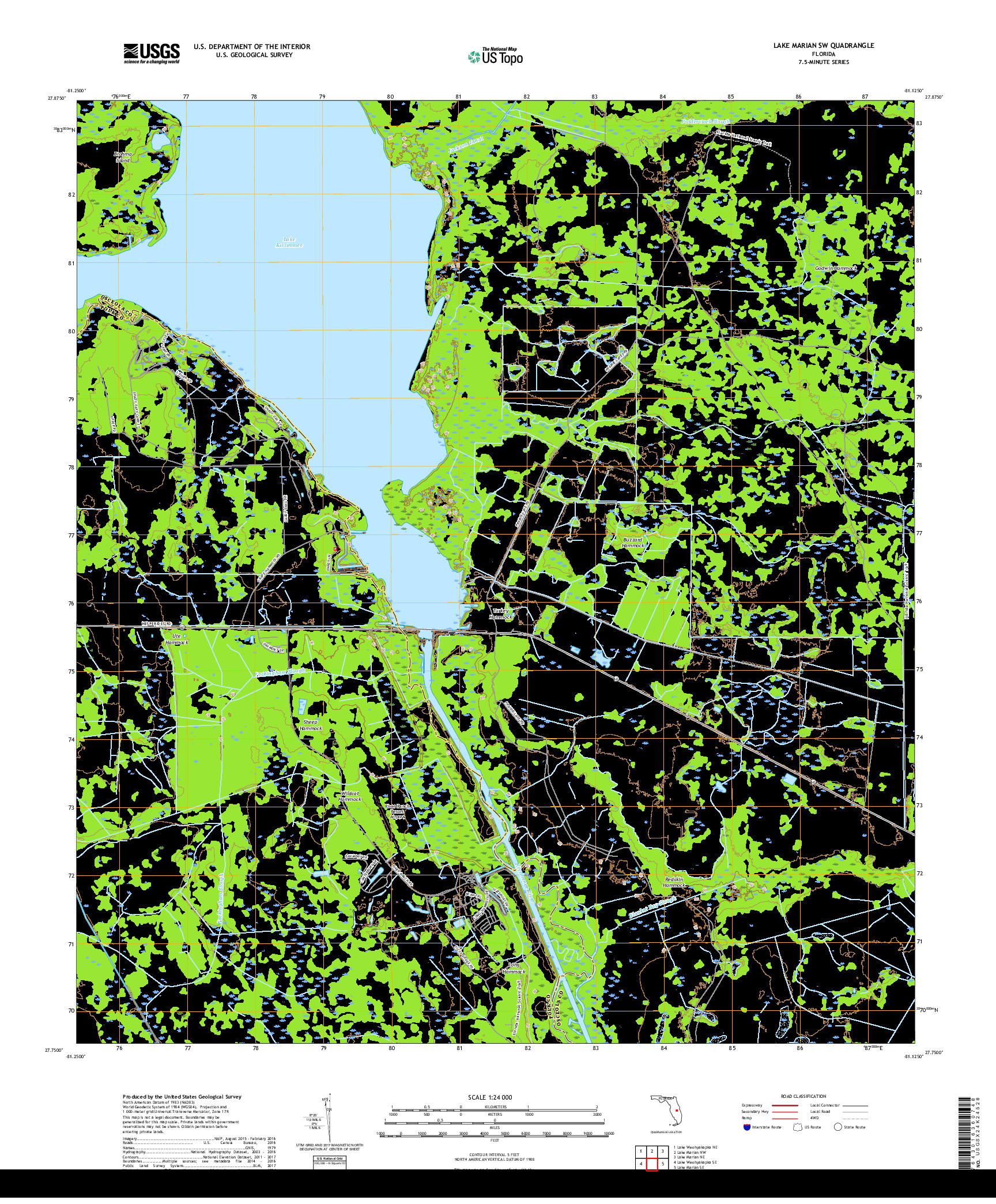 USGS US TOPO 7.5-MINUTE MAP FOR LAKE MARIAN SW, FL 2018