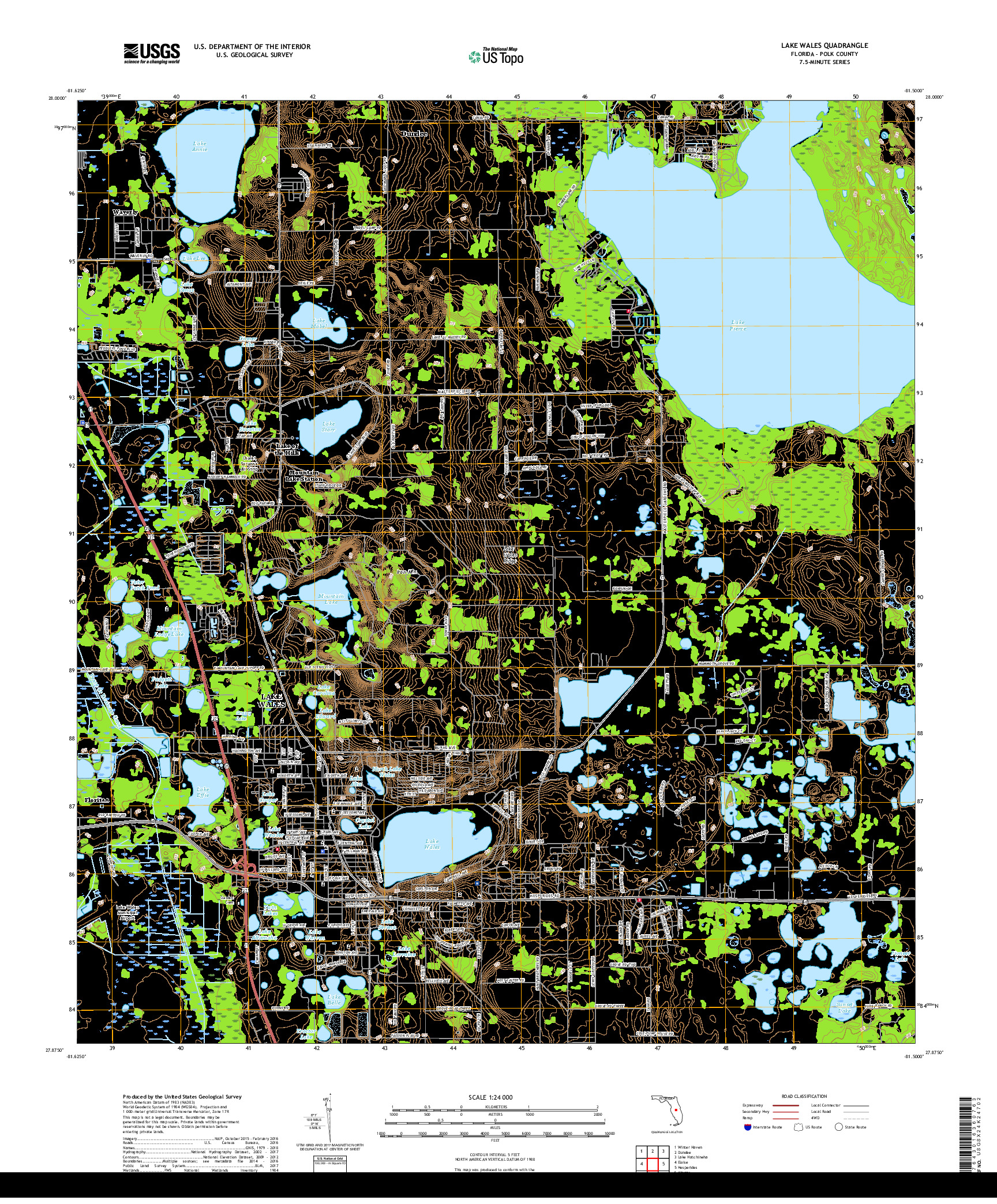 USGS US TOPO 7.5-MINUTE MAP FOR LAKE WALES, FL 2018