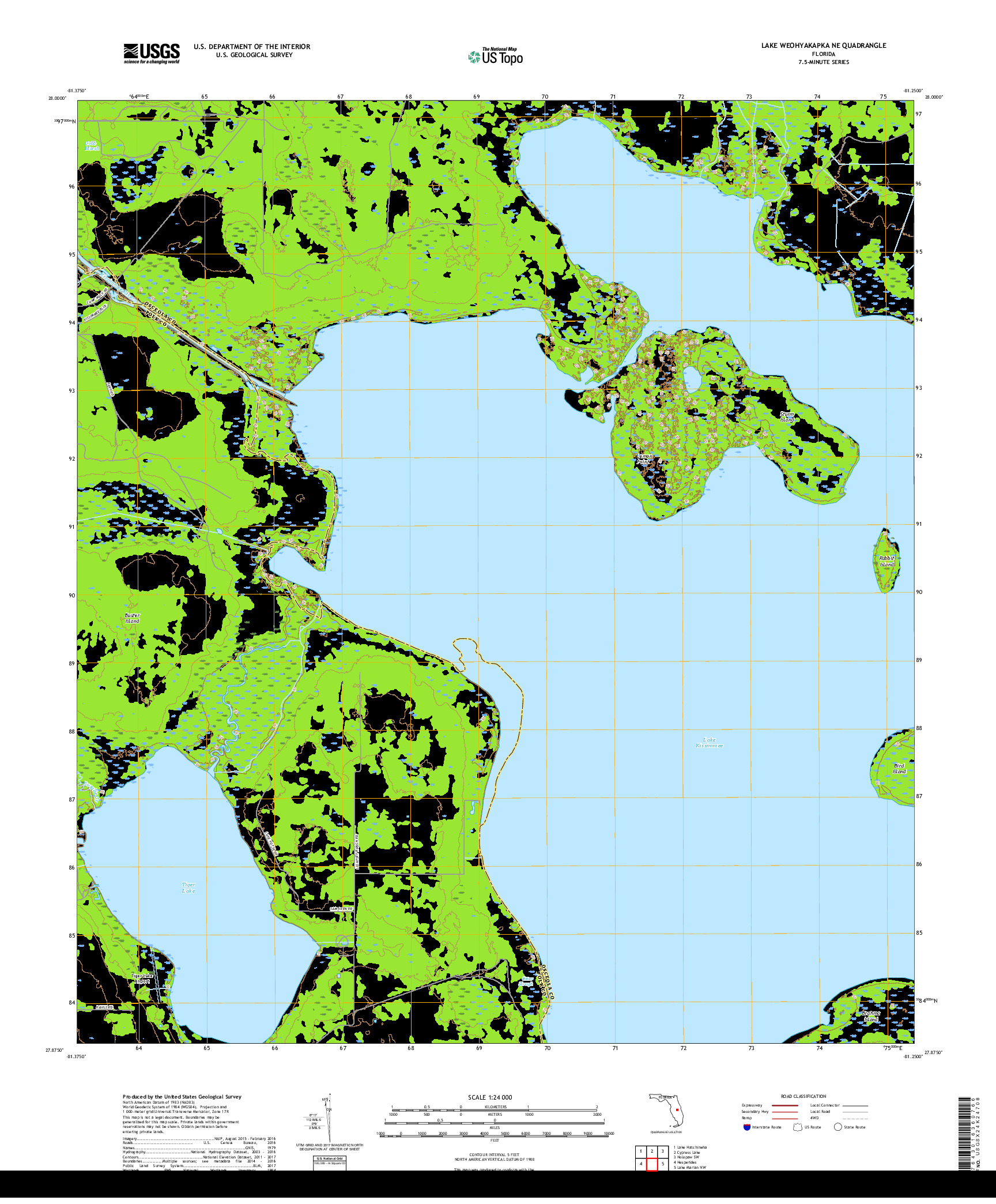USGS US TOPO 7.5-MINUTE MAP FOR LAKE WEOHYAKAPKA NE, FL 2018