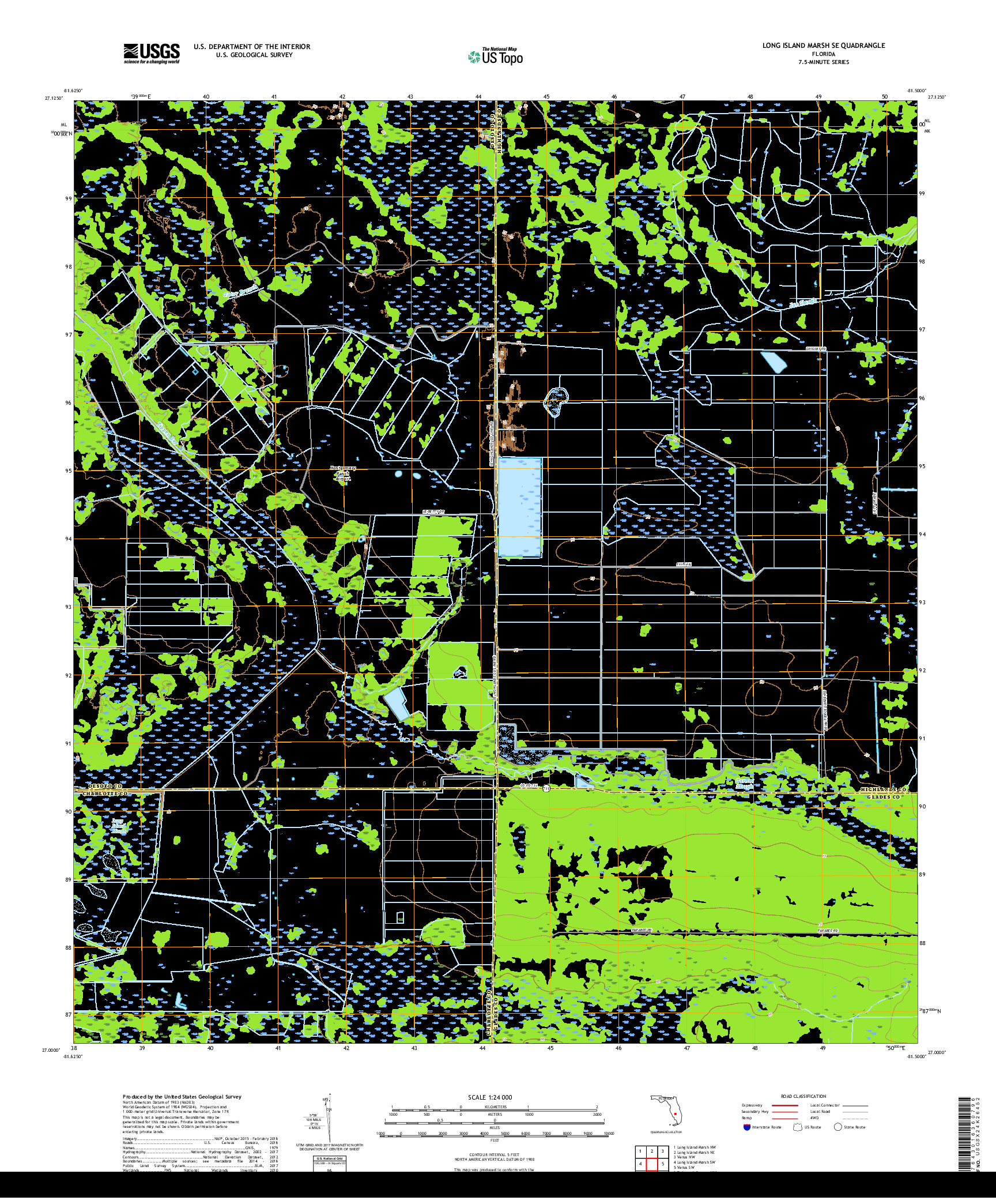 USGS US TOPO 7.5-MINUTE MAP FOR LONG ISLAND MARSH SE, FL 2018