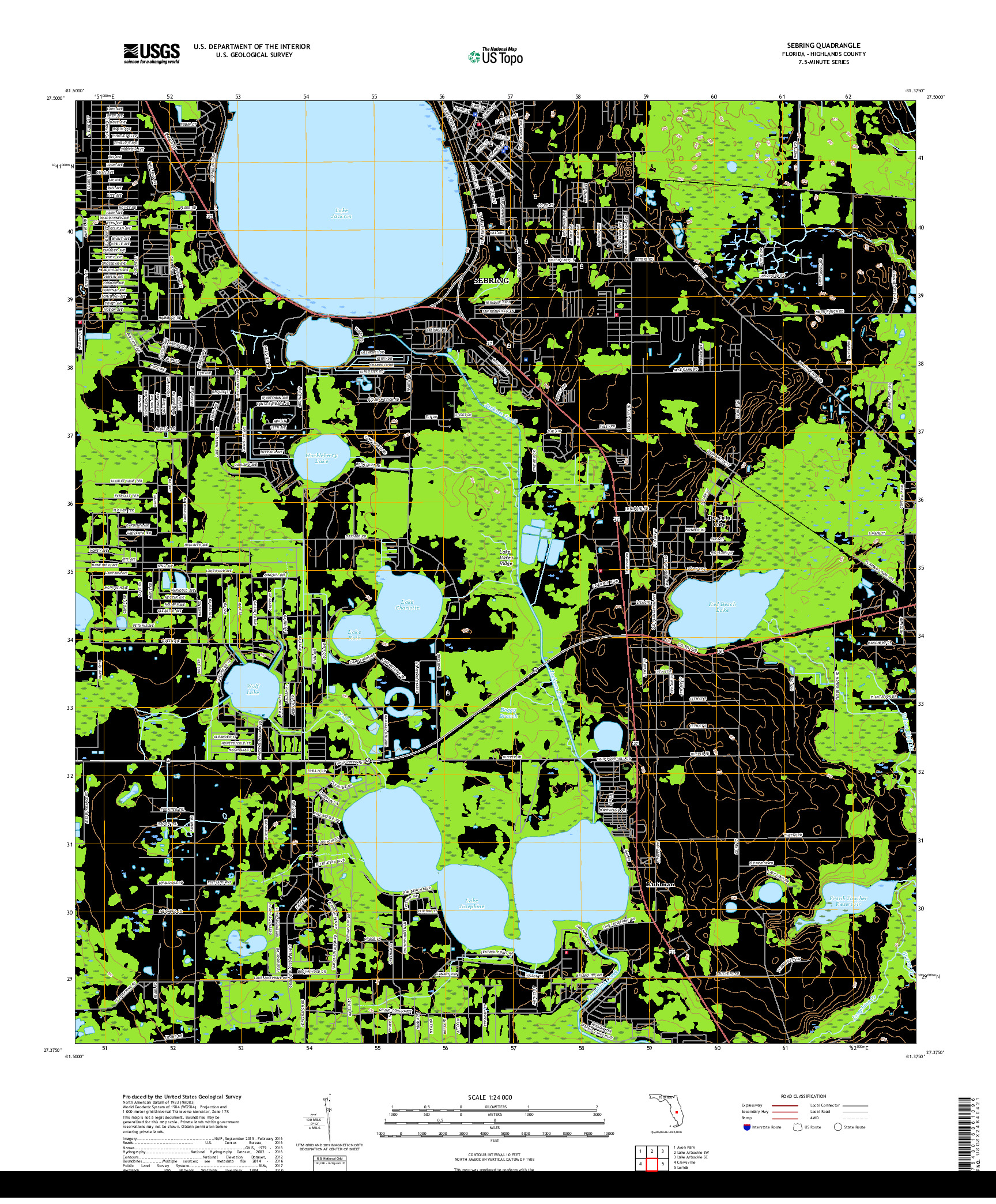 USGS US TOPO 7.5-MINUTE MAP FOR SEBRING, FL 2018