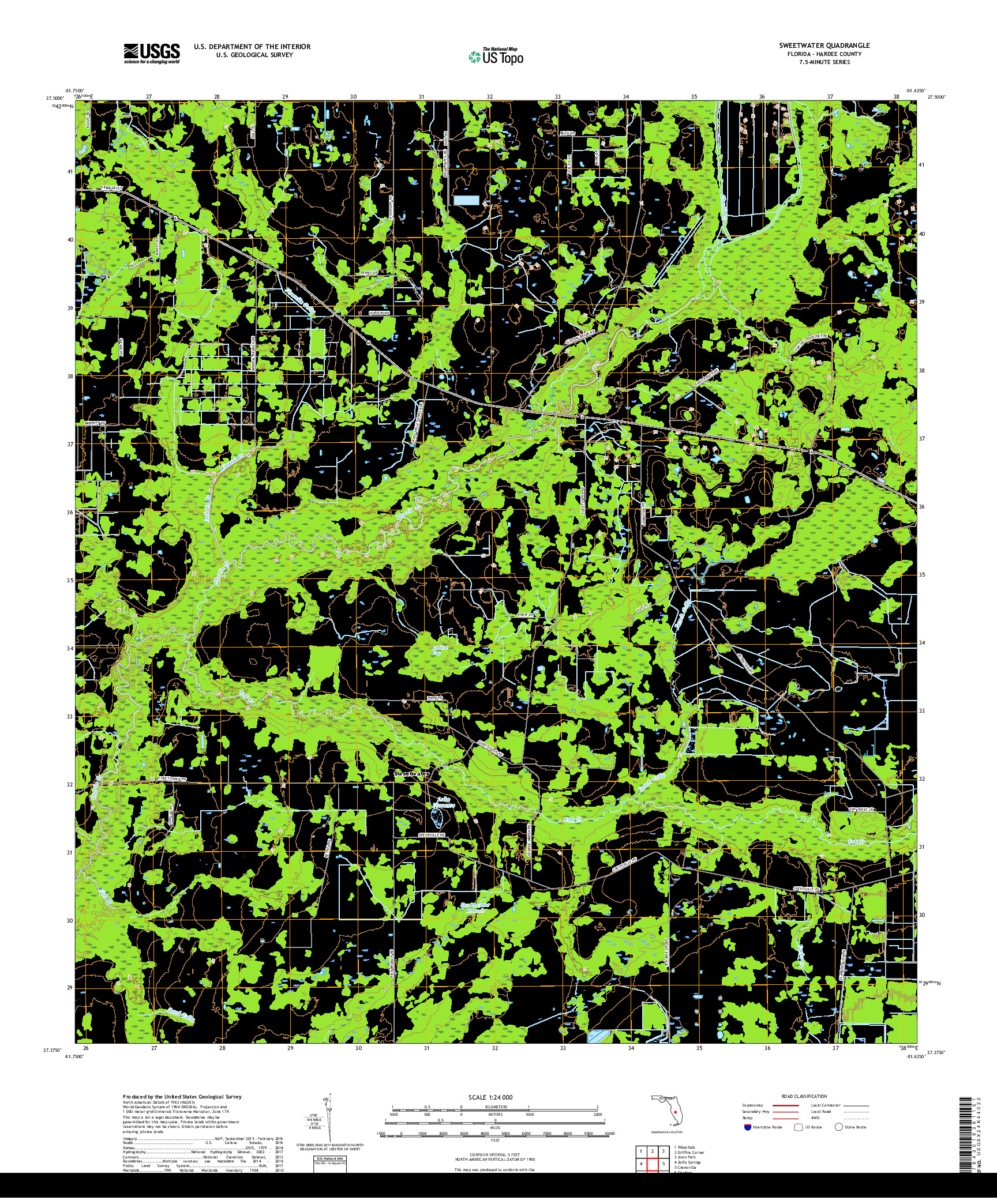 USGS US TOPO 7.5-MINUTE MAP FOR SWEETWATER, FL 2018