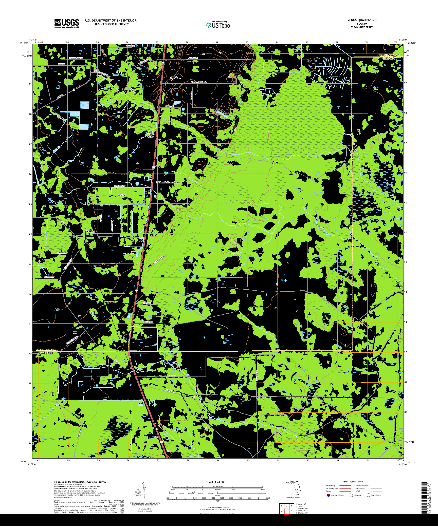 USGS US TOPO 7.5-MINUTE MAP FOR VENUS, FL 2018