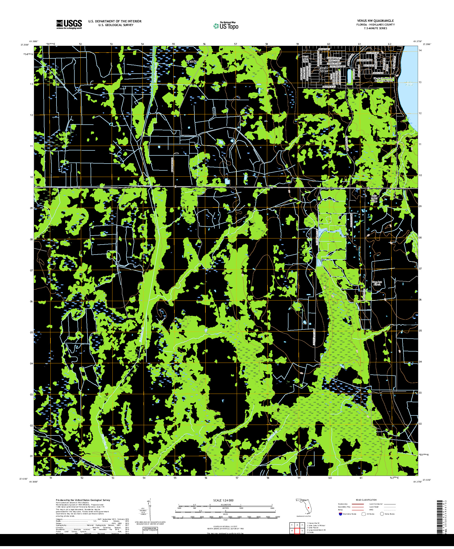 USGS US TOPO 7.5-MINUTE MAP FOR VENUS NW, FL 2018