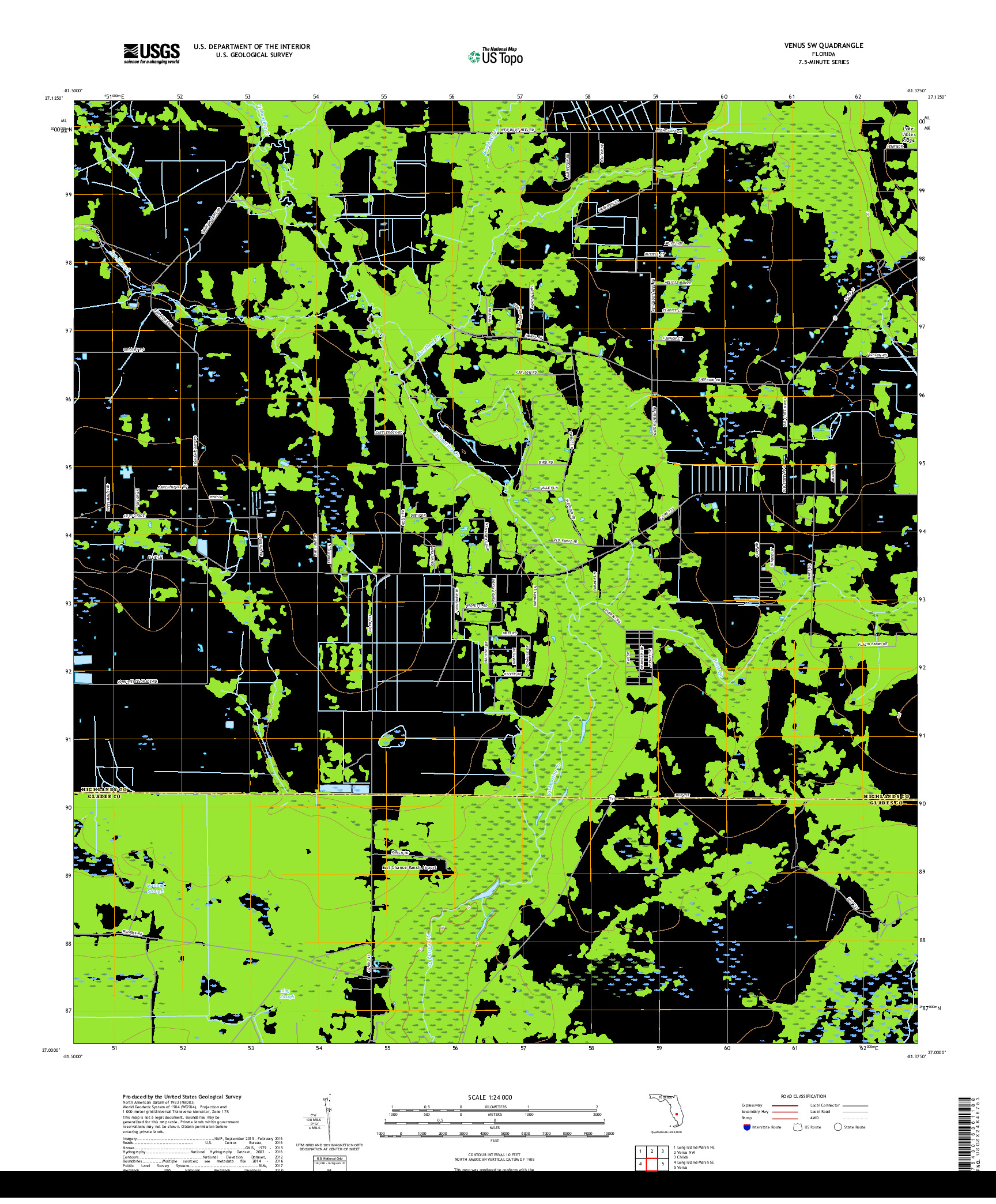 USGS US TOPO 7.5-MINUTE MAP FOR VENUS SW, FL 2018