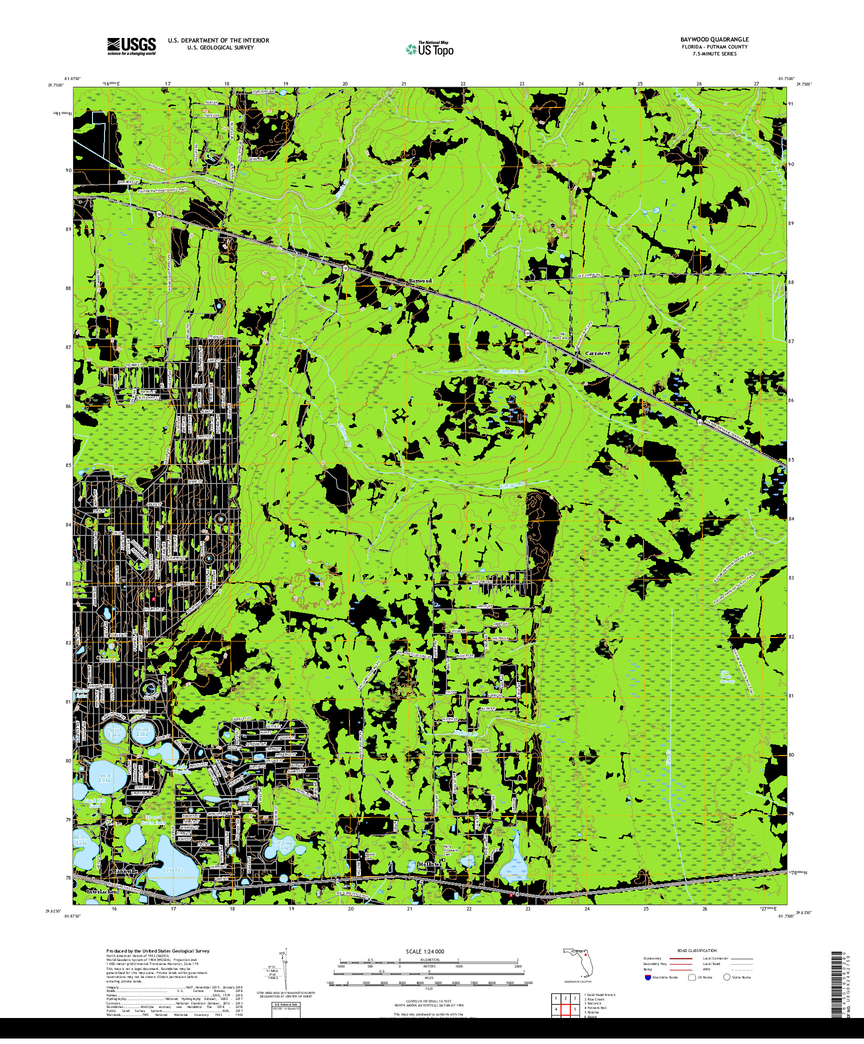 USGS US TOPO 7.5-MINUTE MAP FOR BAYWOOD, FL 2018