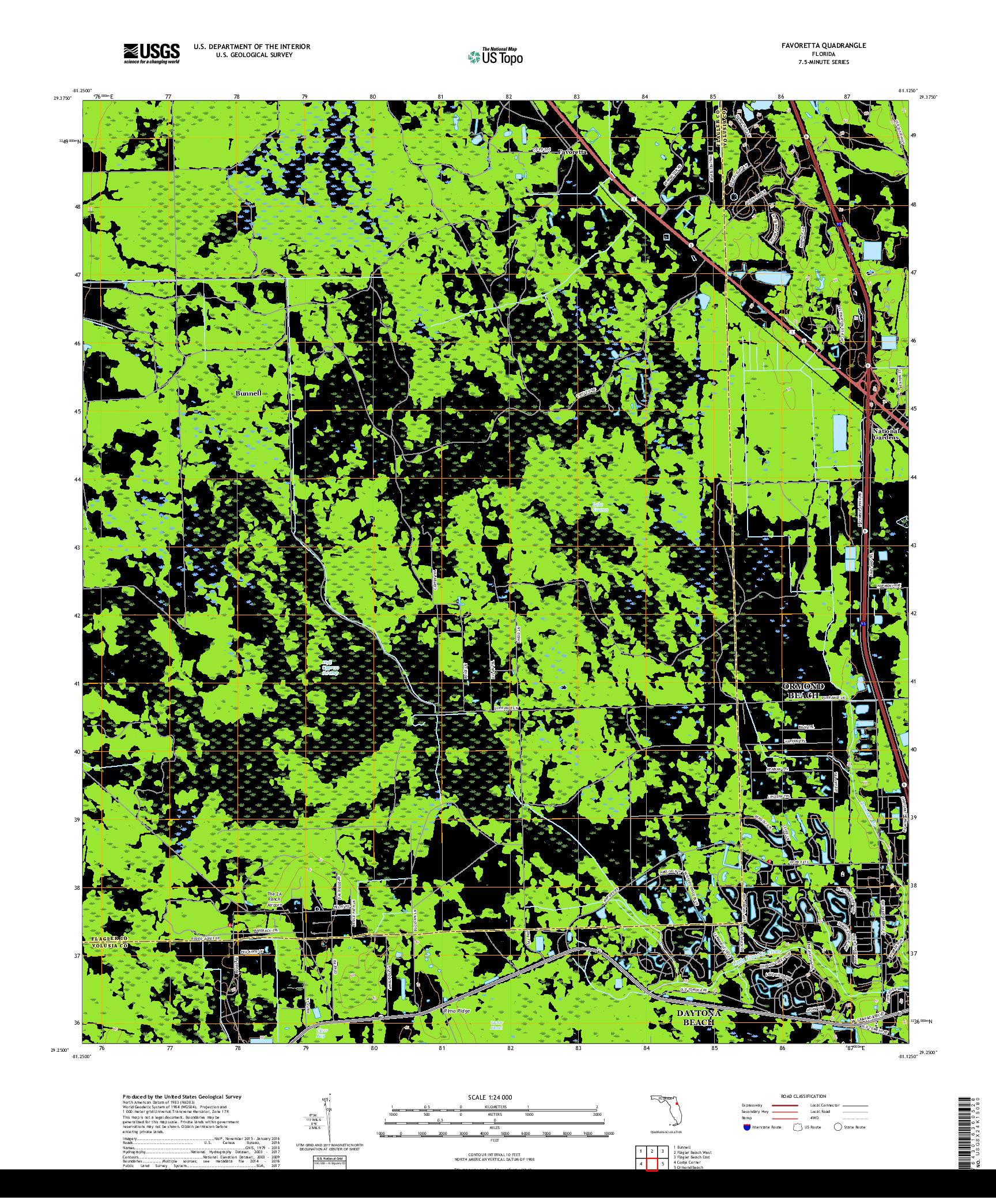 USGS US TOPO 7.5-MINUTE MAP FOR FAVORETTA, FL 2018