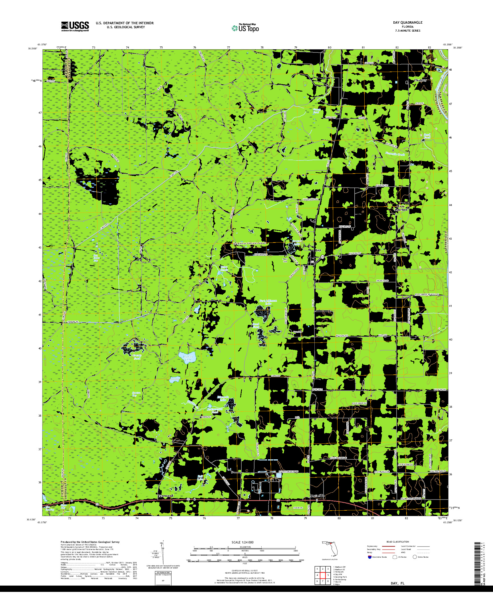 USGS US TOPO 7.5-MINUTE MAP FOR DAY, FL 2018