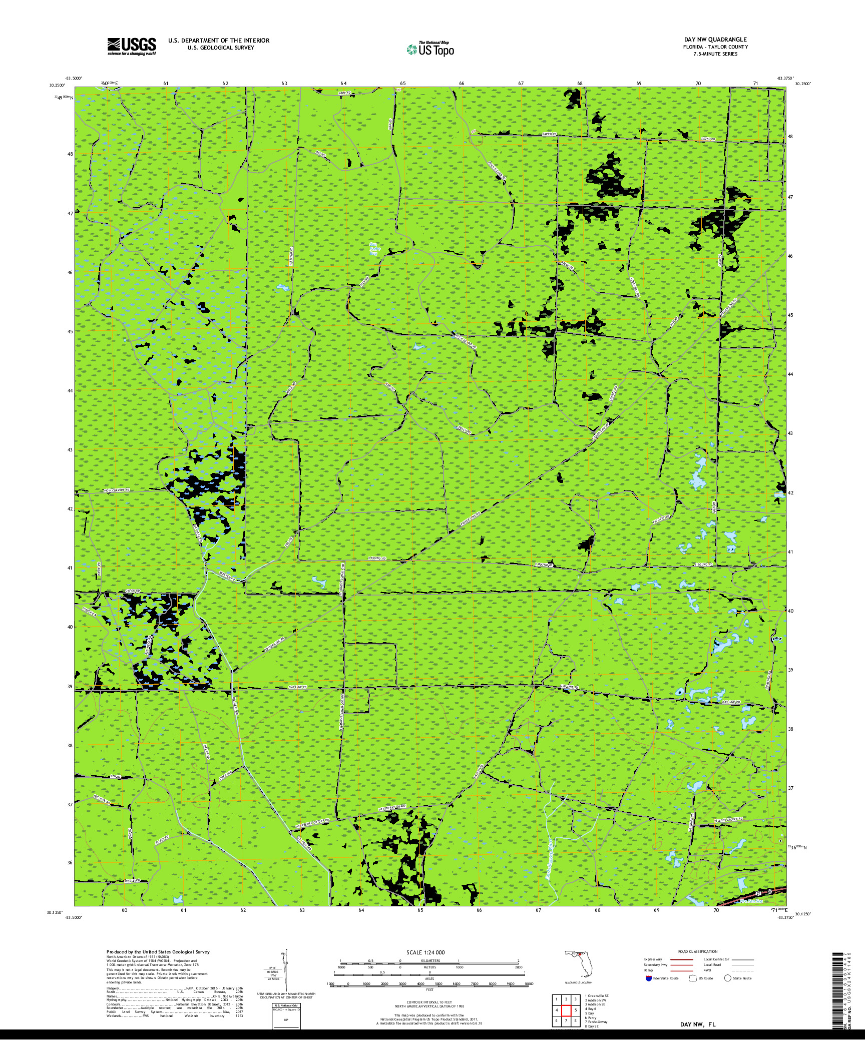 USGS US TOPO 7.5-MINUTE MAP FOR DAY NW, FL 2018